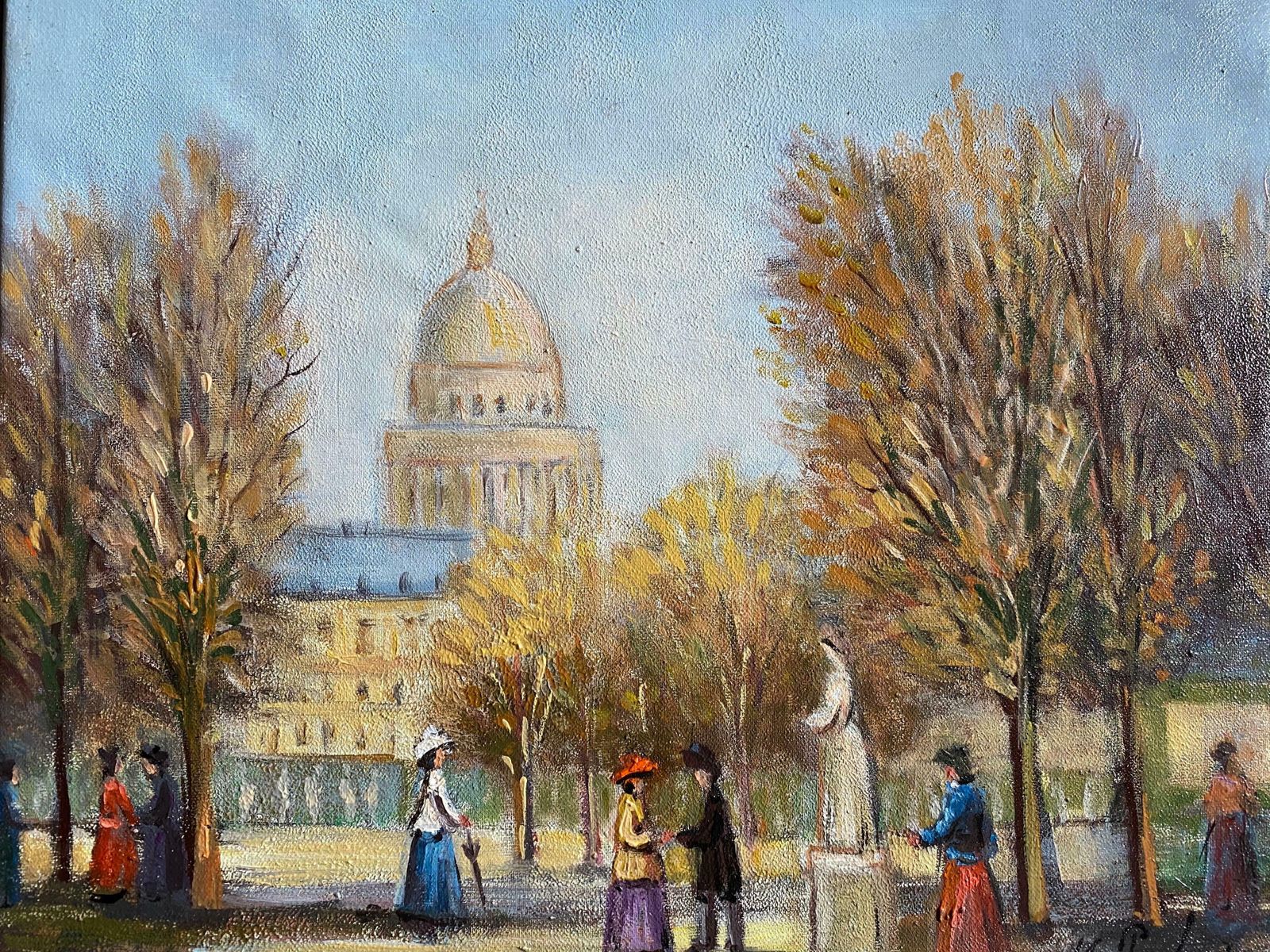 Michel Paboisbeautiful Parisian Park Scene Fashionable Figuresc.2000 photo furniture