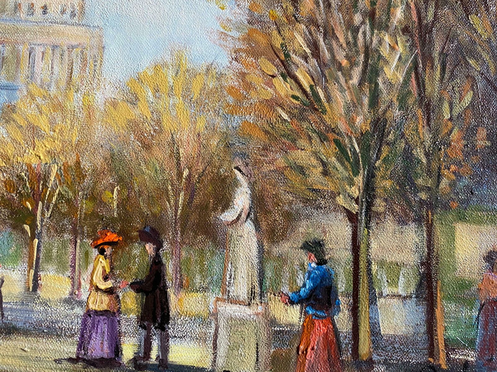Michel Paboisbeautiful Parisian Park Scene Fashionable Figuresc.2000 photo for sale