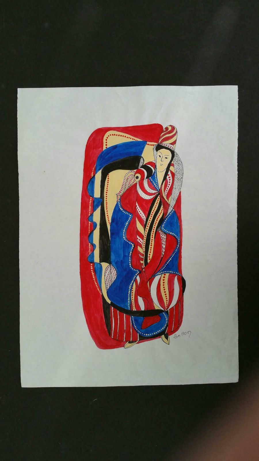 Louis Bellonfrench Futurist Abstract Figure Mid 20th Century Signed Painting C. 1950s photo furniture