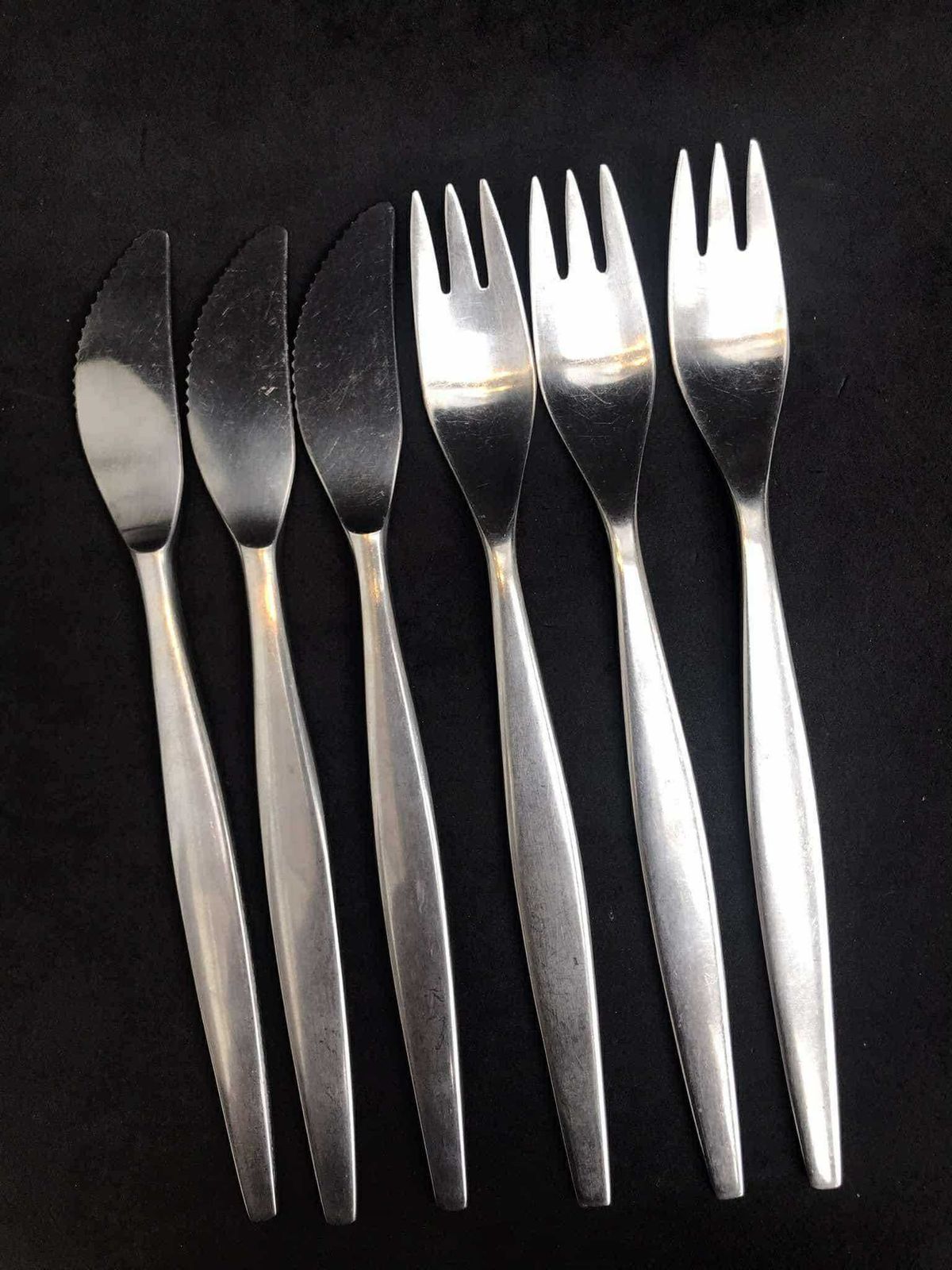 Gense Focus Flatware Retro Cutlery Sweden Satin Design Scandinavian Dinner Forks Knives Modernist Stainless Steel Design By Folke Arstrom photo 154.0