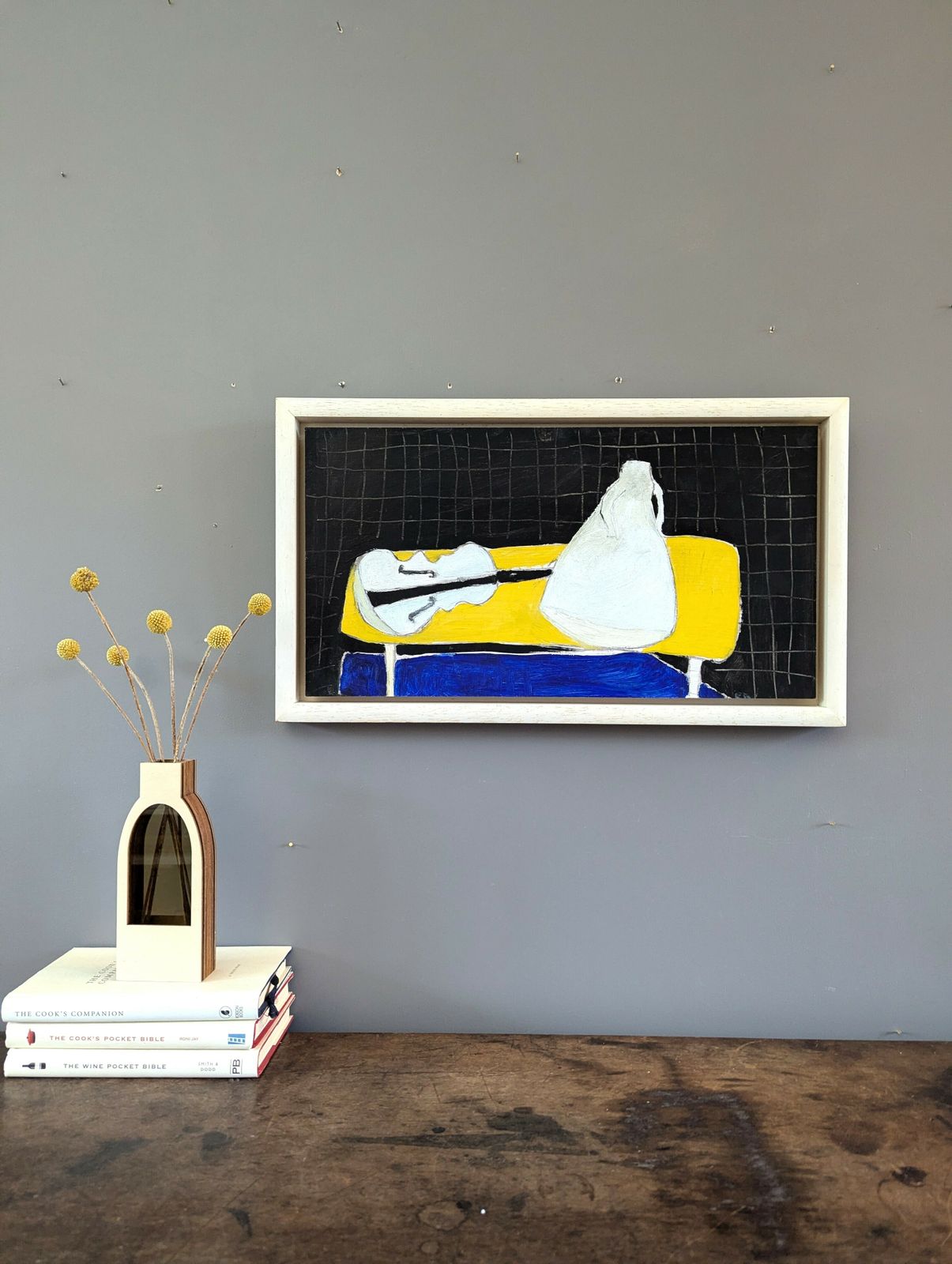Oil Painting White, Yellow, Blue, Black photo furniture