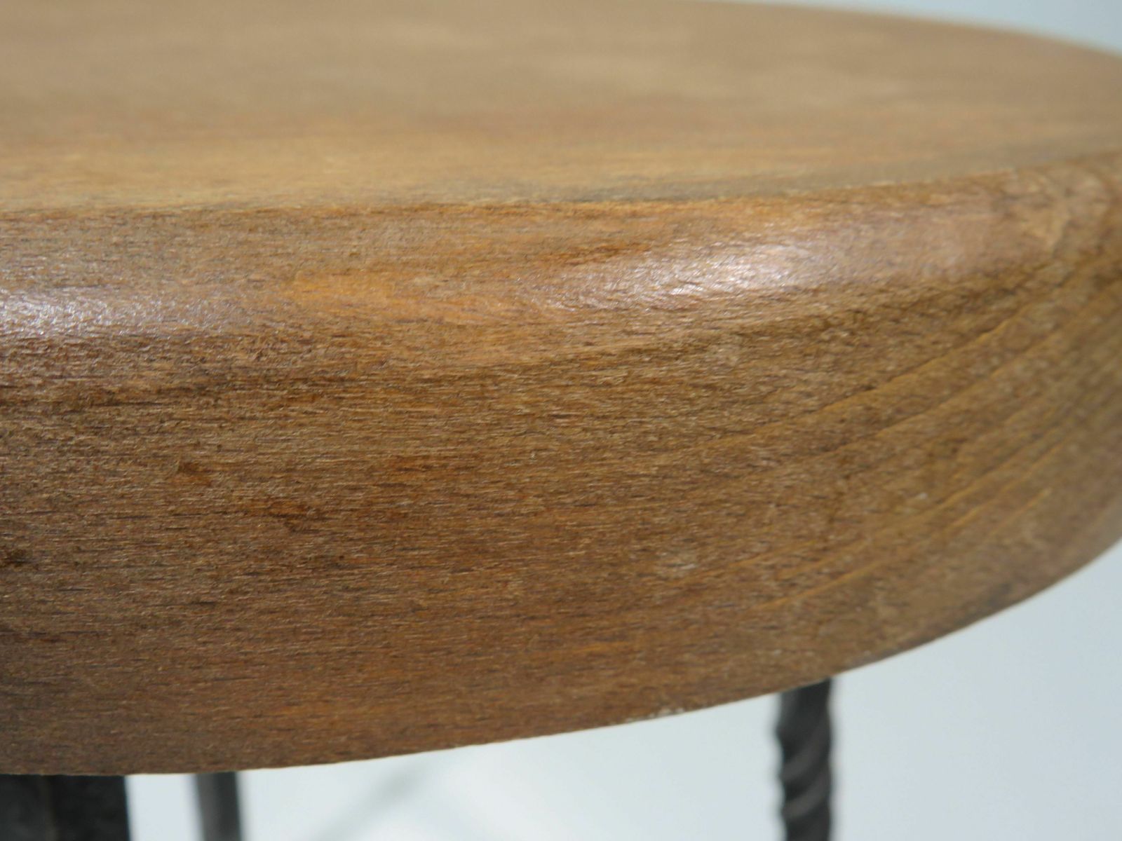 3 Legged Stool With Thick Oak Seat And Wrought Iron Base, France1960 photo furniture