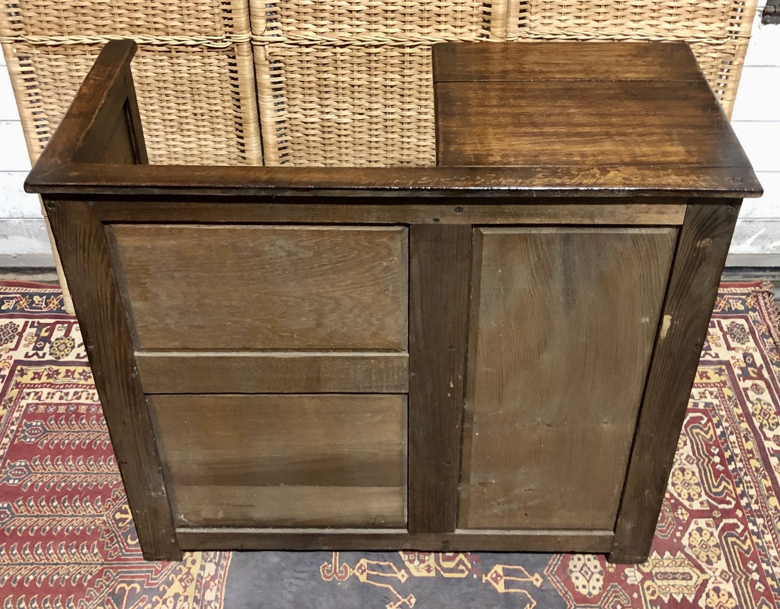 Handsome Vintage Carved Oak Hall Seat photo buy