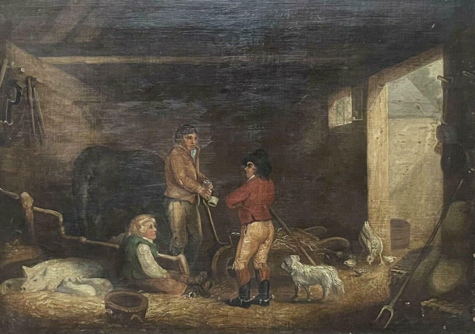 French School The Farmers Stable, Victorian Oil Painting