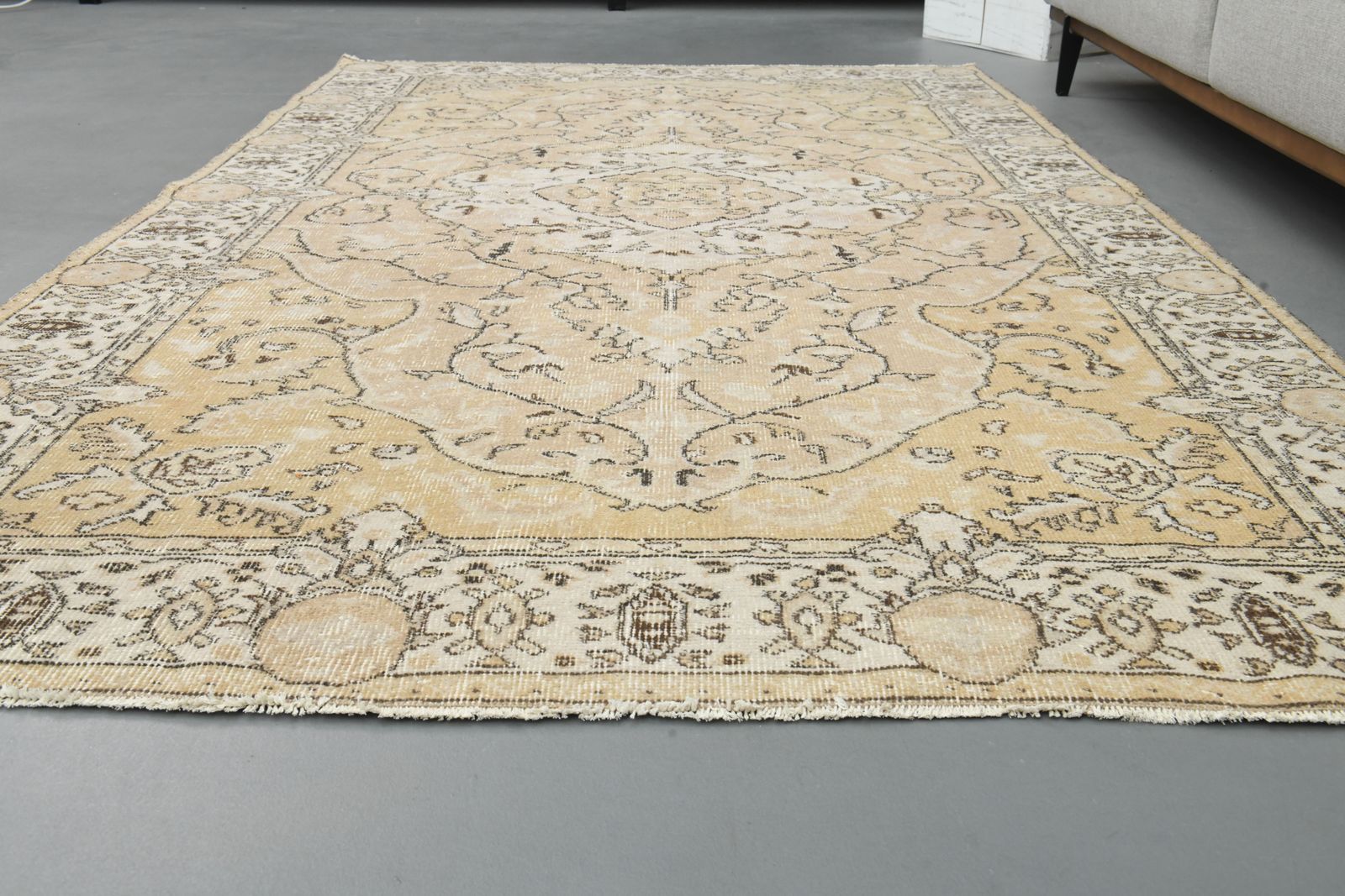 165x2665 Cm Turkish Vintage Area Rug, Wool Handmade Oushak Rugs, Living Room Decor, Bohemian Decor photo for sale