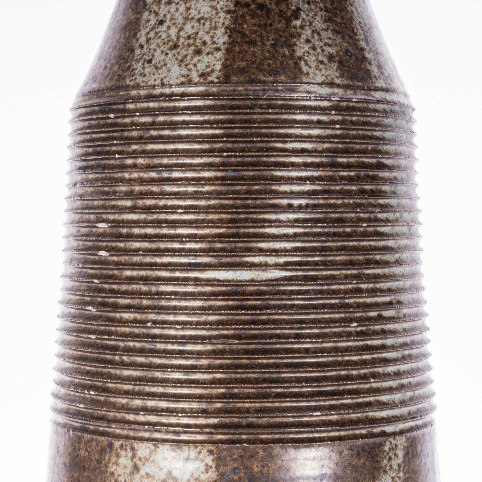 Vintage Studio Ceramics Tall Ribbed Vase – Natural Earth Glaze photo Home Decor