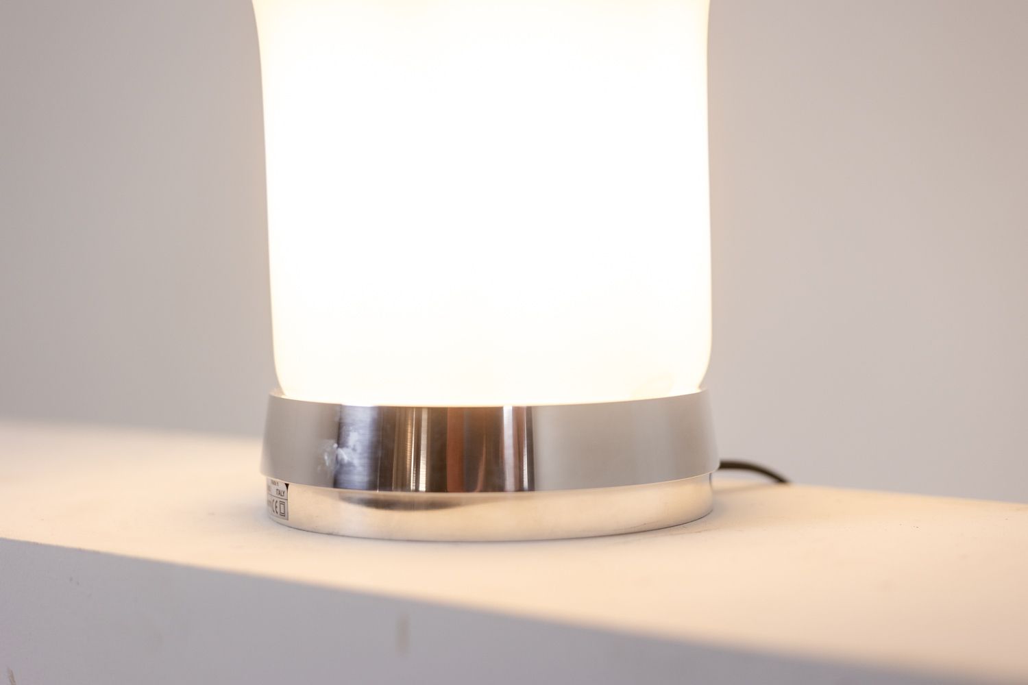 Angelo Mangiarotti. Lamp In Opaline And Chrome Metal. 1980s. photo Lighting
