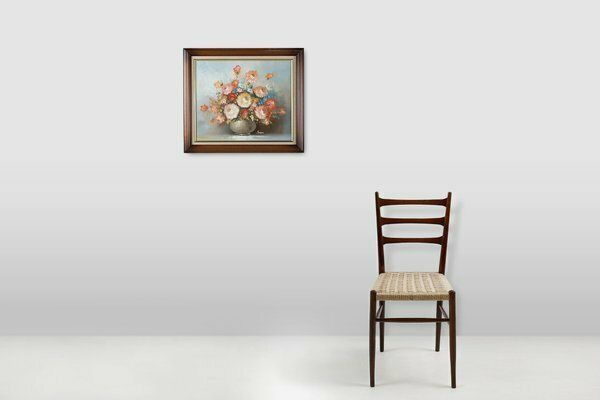 Edmond Sanders, Vase With Flowers, 1950s, Oil On Canvas, Framed photo furniture