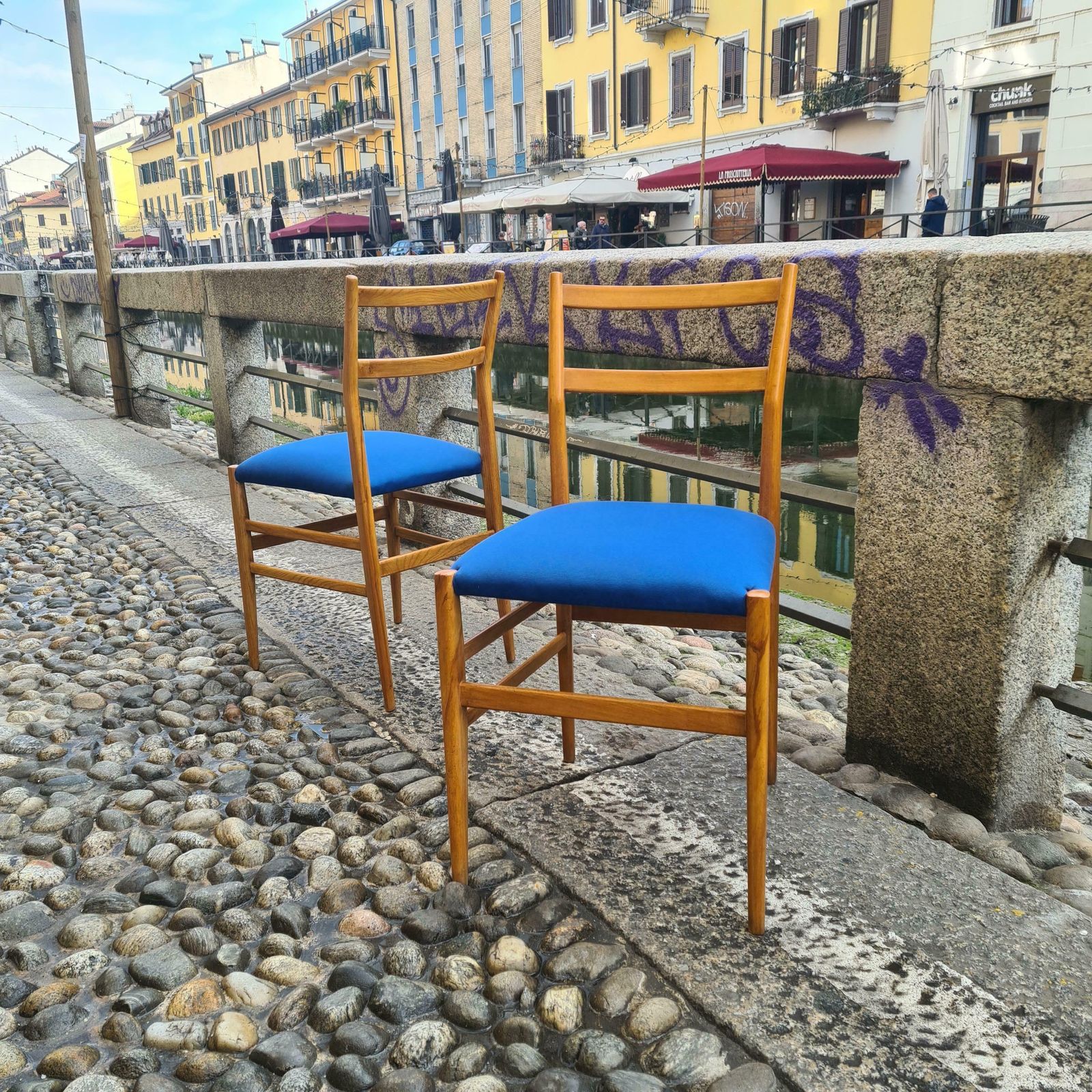 Gio Ponti “Leggera”  2 Chairs By Cassina 1951 Wood Original Coating, Italy photo vinterior