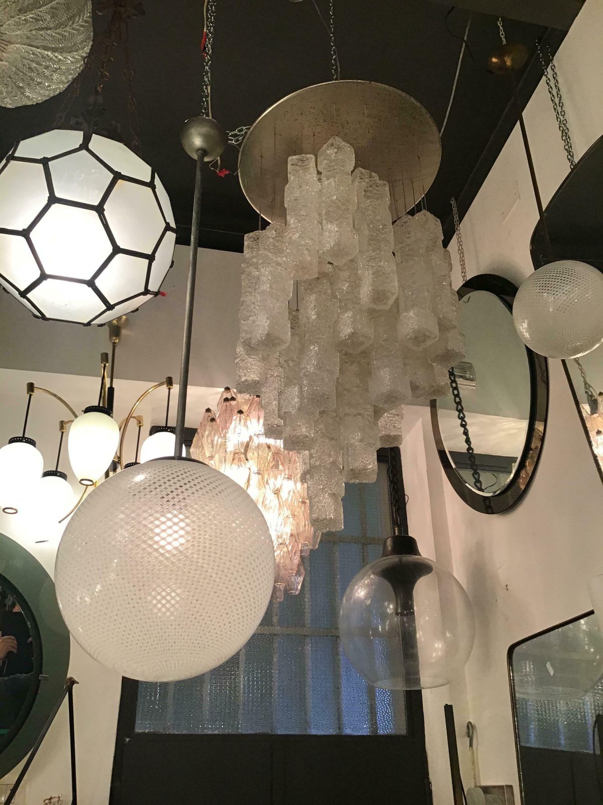 Venini Chandelier “Filigrana“ Murano Glass Crome Italia, 1930 photo for sale