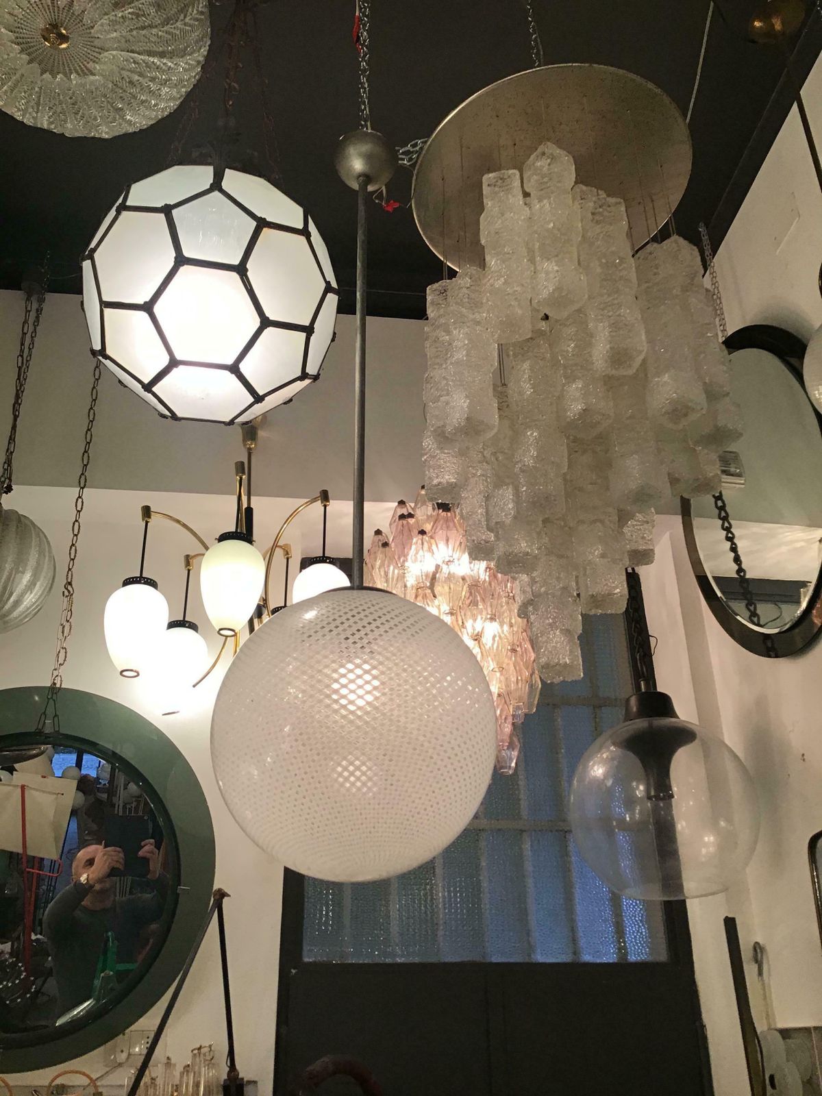 Venini Chandelier “Filigrana“ Murano Glass Crome Italia, 1930 photo Lighting