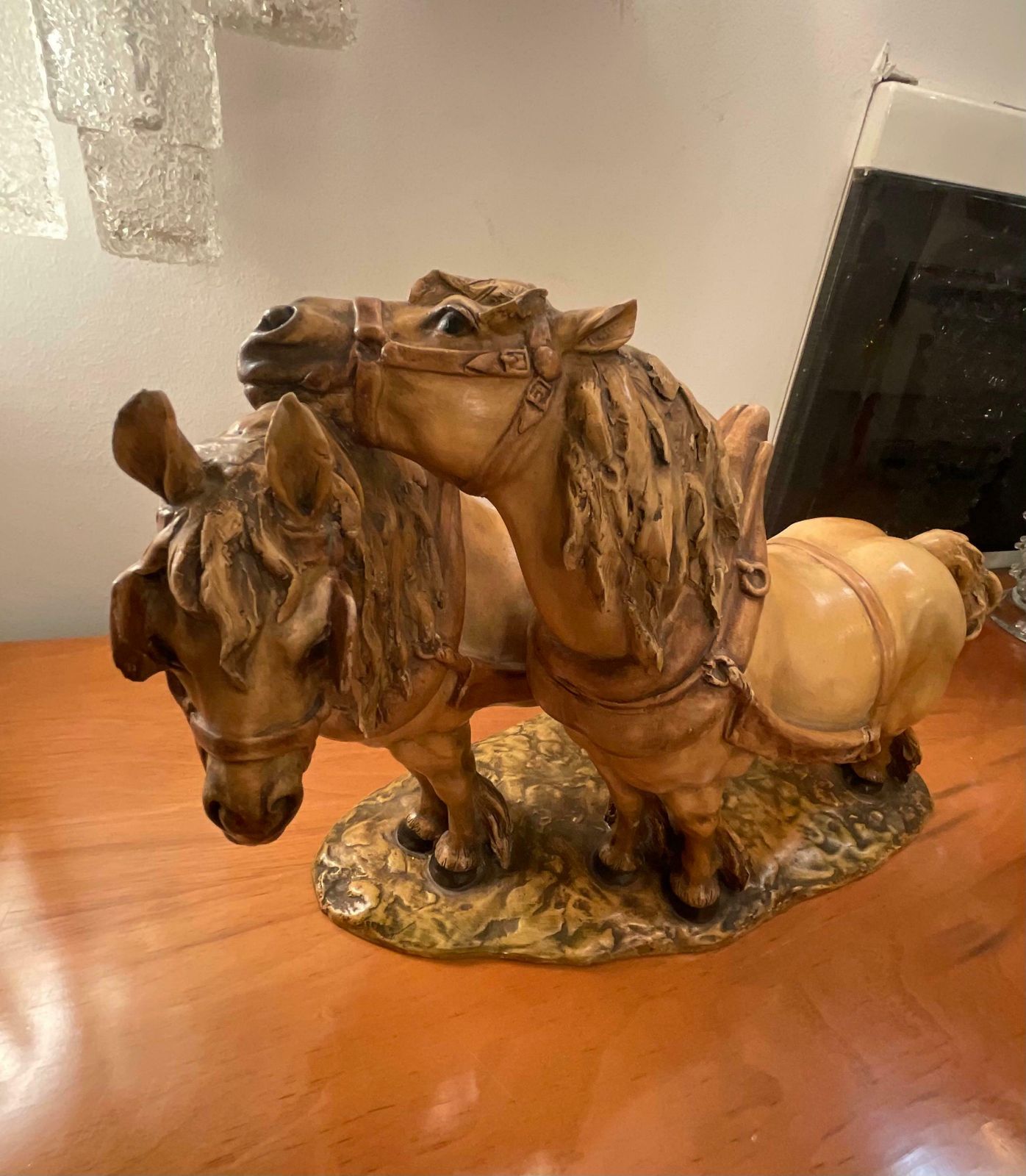 Guido Cacciapuoti   Horses   Art Stoneware   Made In Italy  1940s photo Art