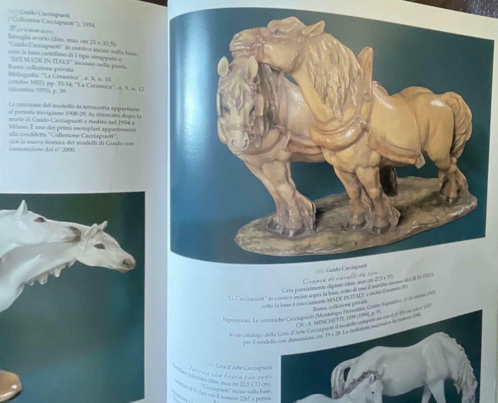 Art Guido Cacciapuoti   Horses   Art Stoneware   Made In Italy  1940s photo