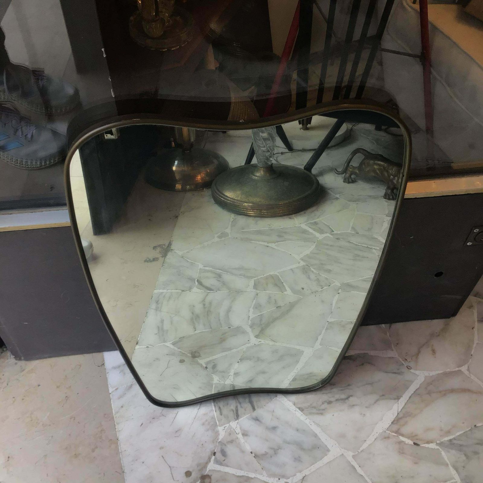 photo vintage Gio Ponti  " Style "Fontana Arte Mirror Brass Wood Glass 1950 Italy