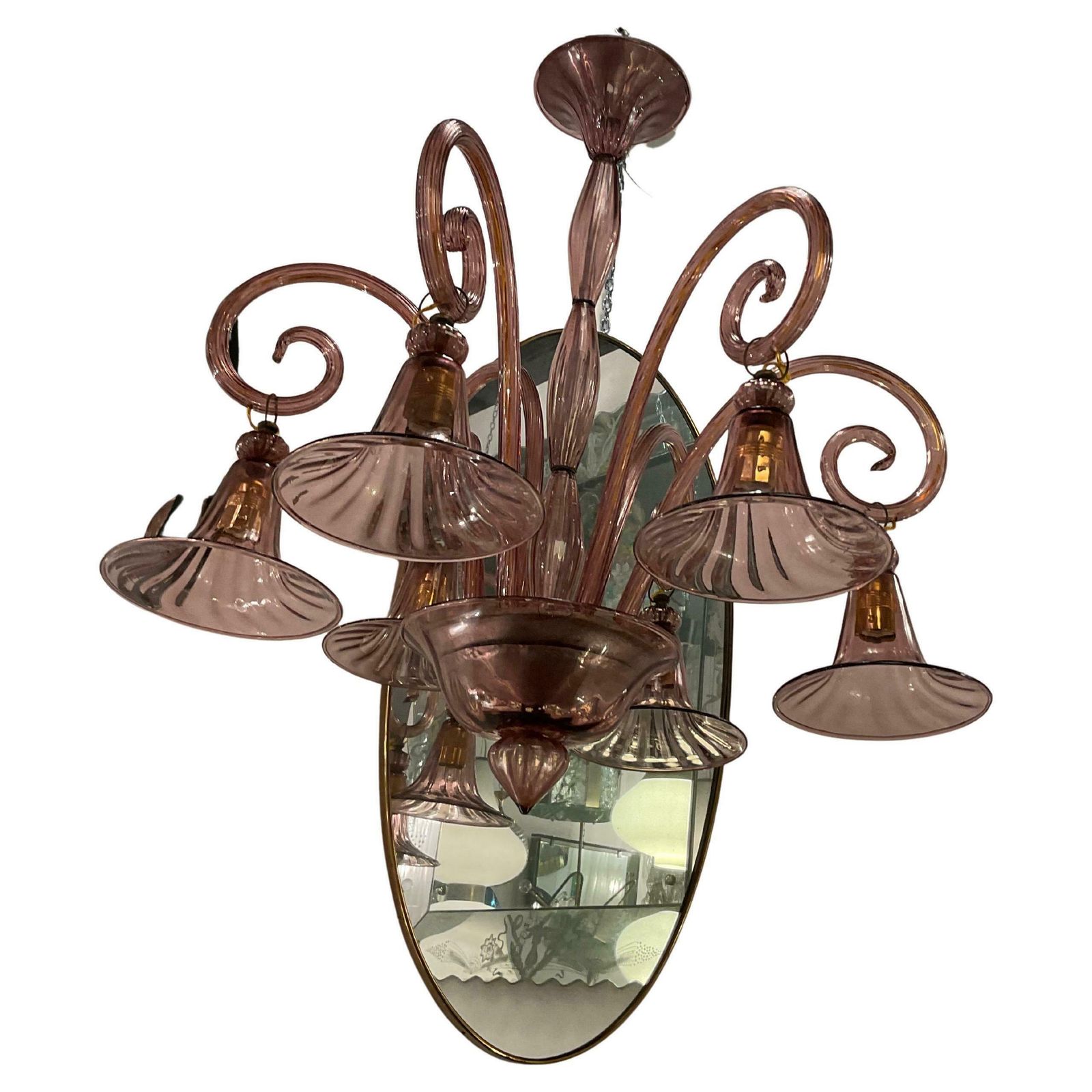 Cappellin   6 Light Blown Glass Chandelier   Murano 1930s