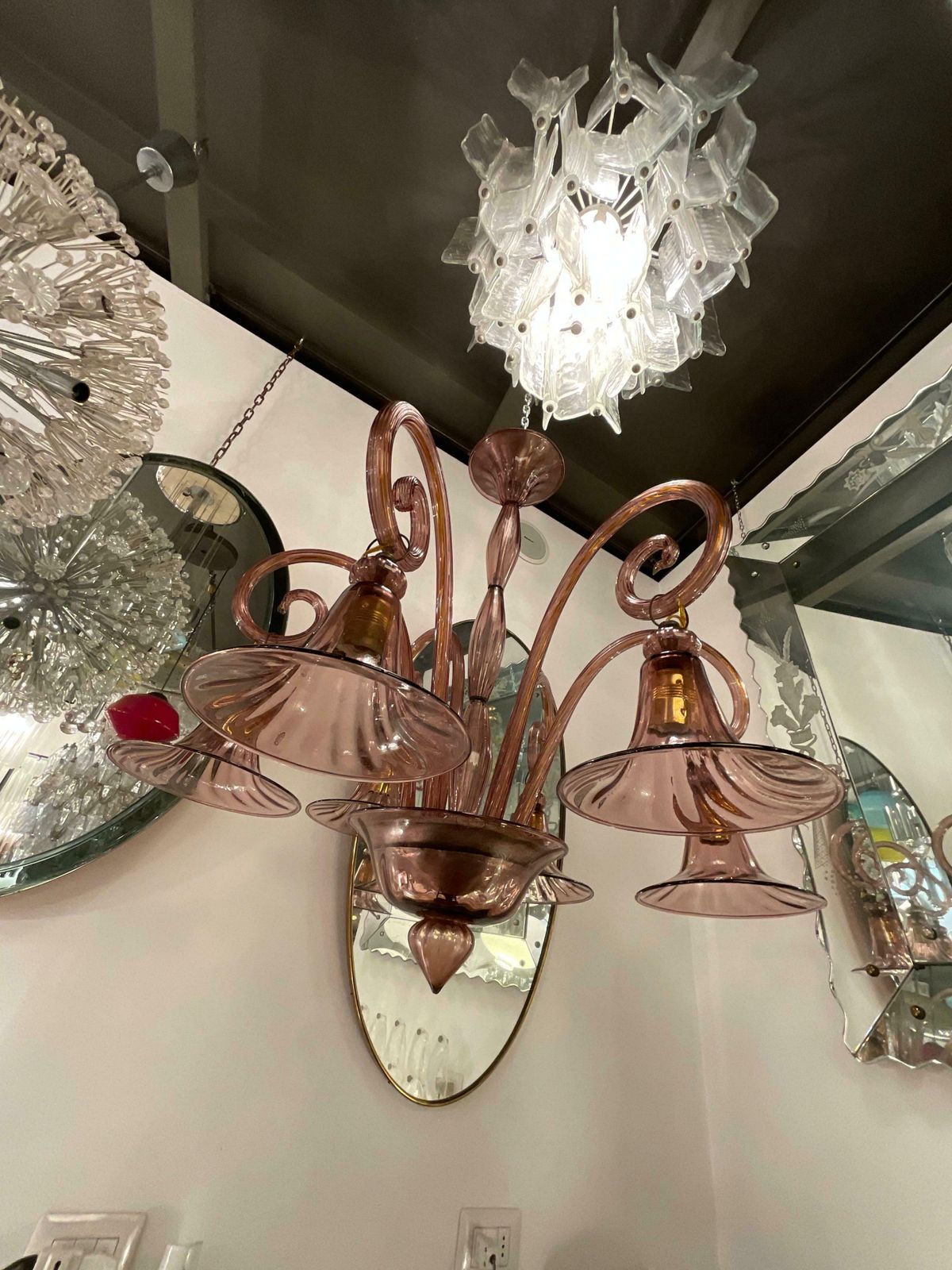 photo furniture Cappellin   6 Light Blown Glass Chandelier   Murano 1930s