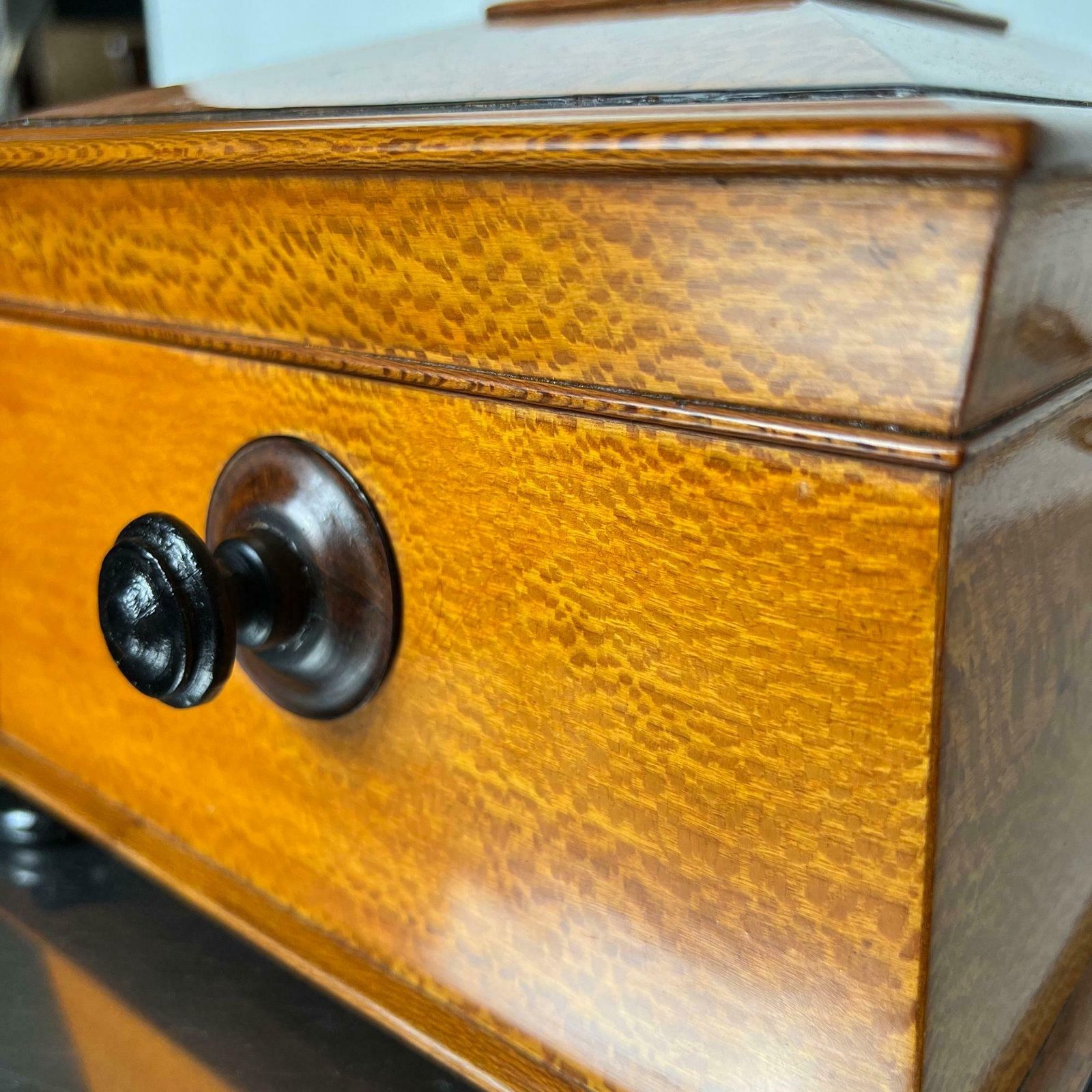 627.0 Historicism Box, Floral Ash Veneer, Rosewood, Austria Circa 1880 photo