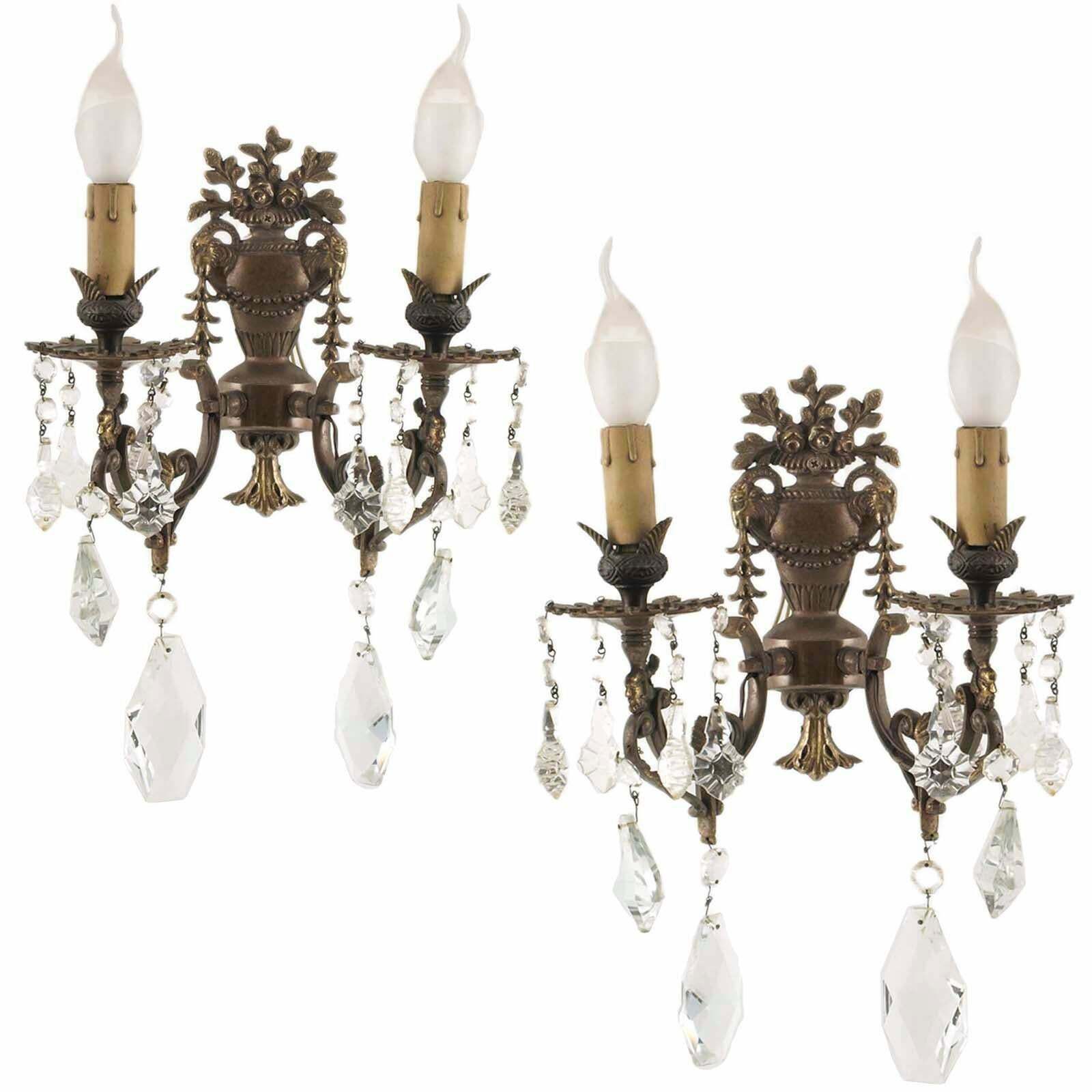 Neoclassical Pair Of Gilded Bronze Appliques With Swarovski Crystals photo furniture