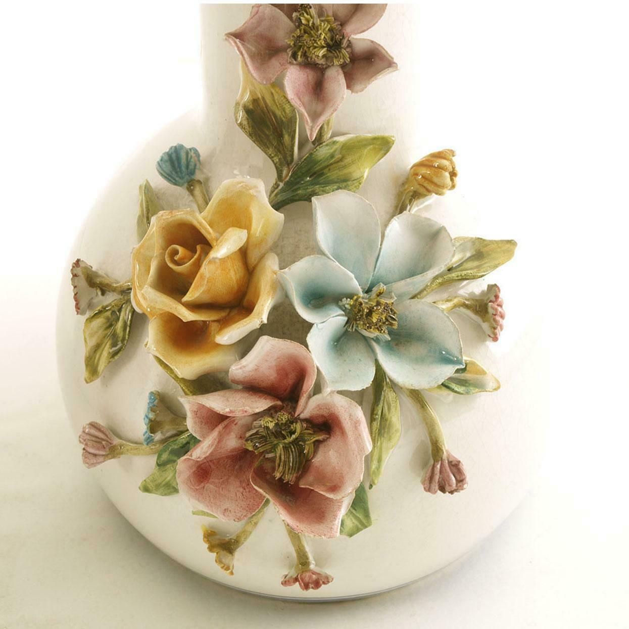 Mid Century Pair Ornaments Of Ceramic Vases From Bassano, Hand Painted Crafted photo furniture