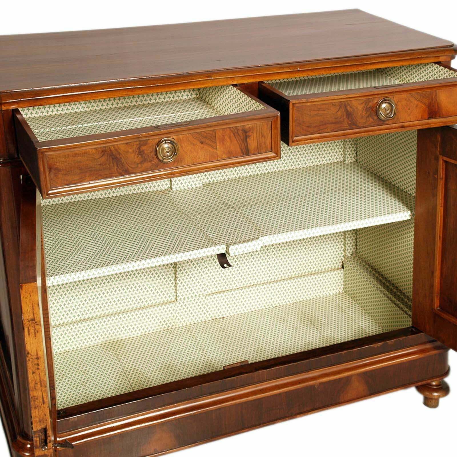 Venetian Credenza Sideboard Mid 19th Century Biedermeier In Walnut Wax Polished photo Furniture