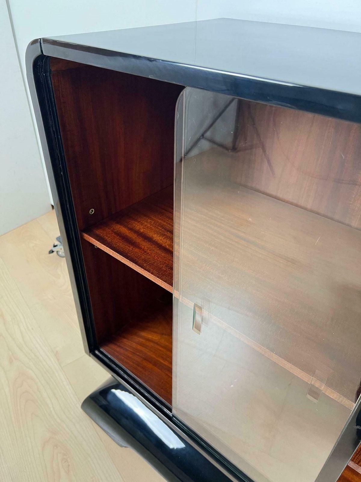 photo buy Art Deco Half Cabinet, Black Lacquer, Mahogany, France Circa 1930