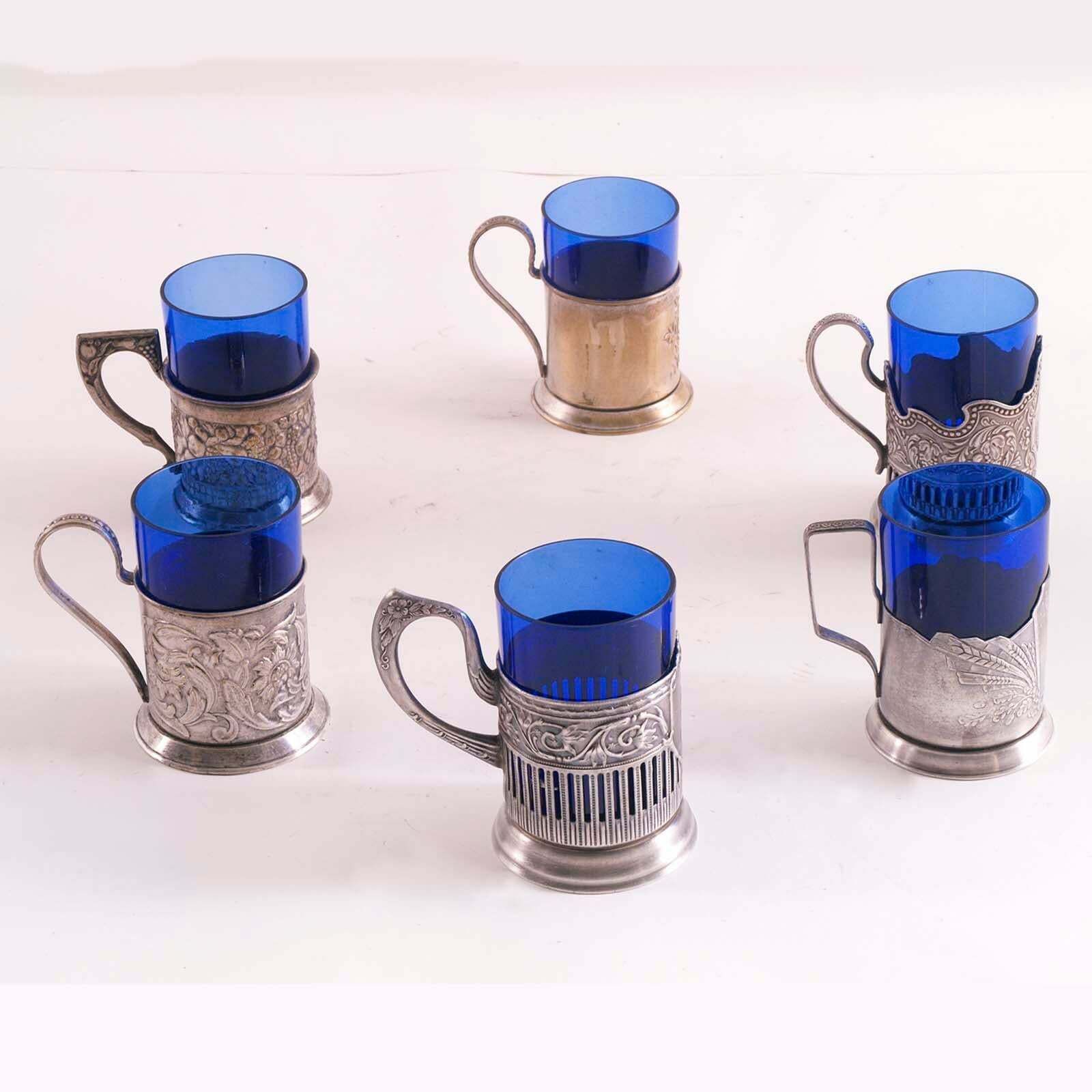 Tea Glasses Collection Of 11 Original Russian Antique Silverplated Podstakanniks photo 6658.0