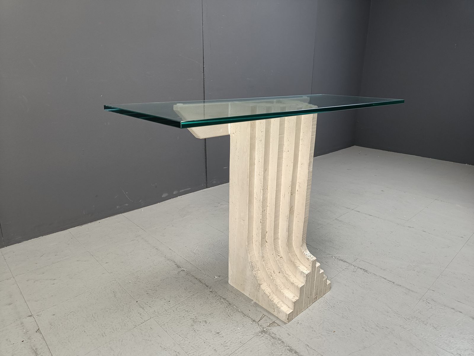 photo for sale Vintage Travertine Console  In The Manner Of Carlo Scarpa , 1970s