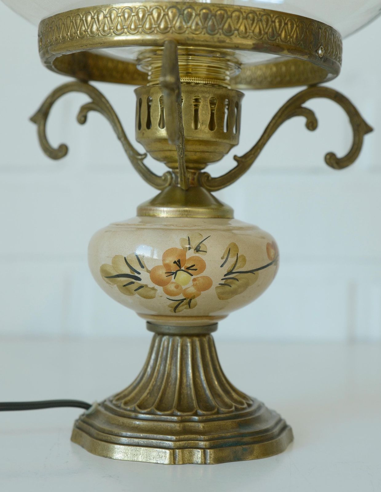 Vintage Desk Lamp / French Style / Table Light / Farmhouse Lighting / Brass Lamp / French Country Style Light Fixture / Rustic Bedside Lamp photo Lighting