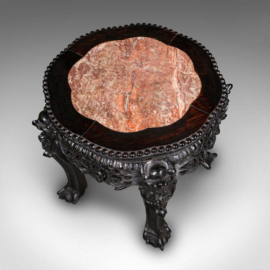 Antique Side Table, Chinese, Ebonised, Rouge Marble, Jardiniere Stand, Victorian photo vinterior