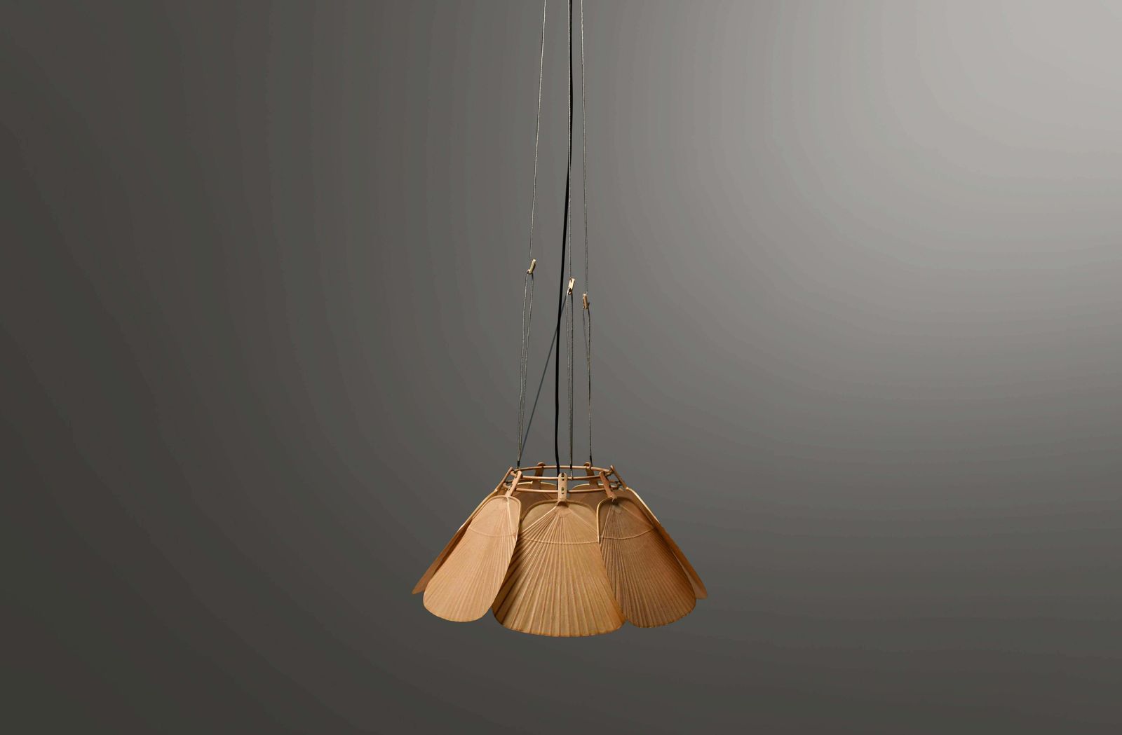 Beautiful Uchiwa ‘Ju Yon’ Chandelier By Ingo Maurer, Germany, 1970s photo furniture