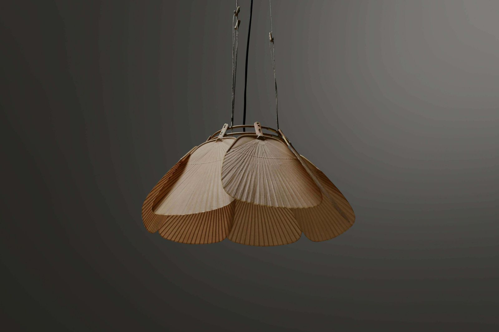 Beautiful Uchiwa ‘Ju Yon’ Chandelier By Ingo Maurer, Germany, 1970s photo 14101.0
