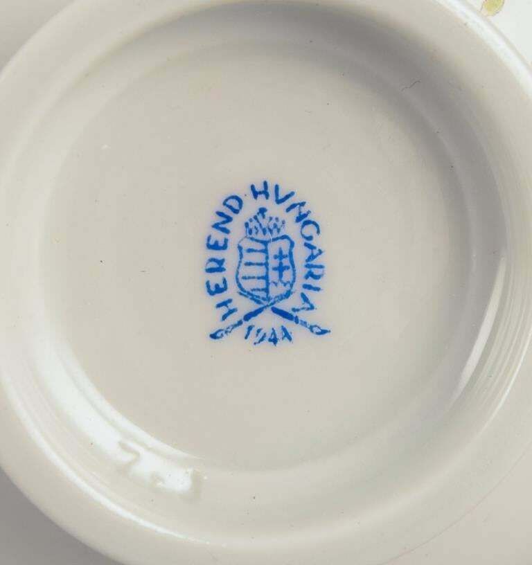 Herend, Four Pairs Of Large Porcelain Teacups. Dated 1944 photo vintage