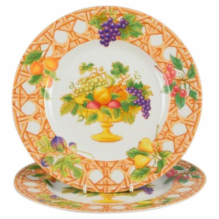Christian Dior, Paris. Two Tutti Fiori, Tutti Frutti Porcelain Plates.