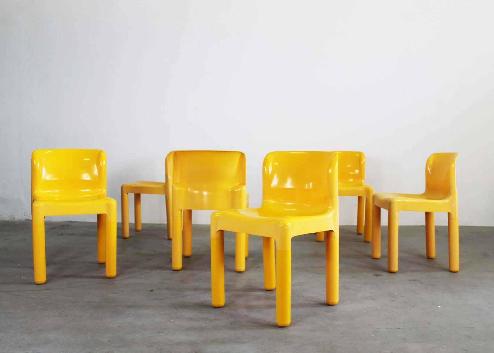Carlo Bartoli Set Of Six 4875 Chairs In Plastic By Kartell 1980s photo vintage