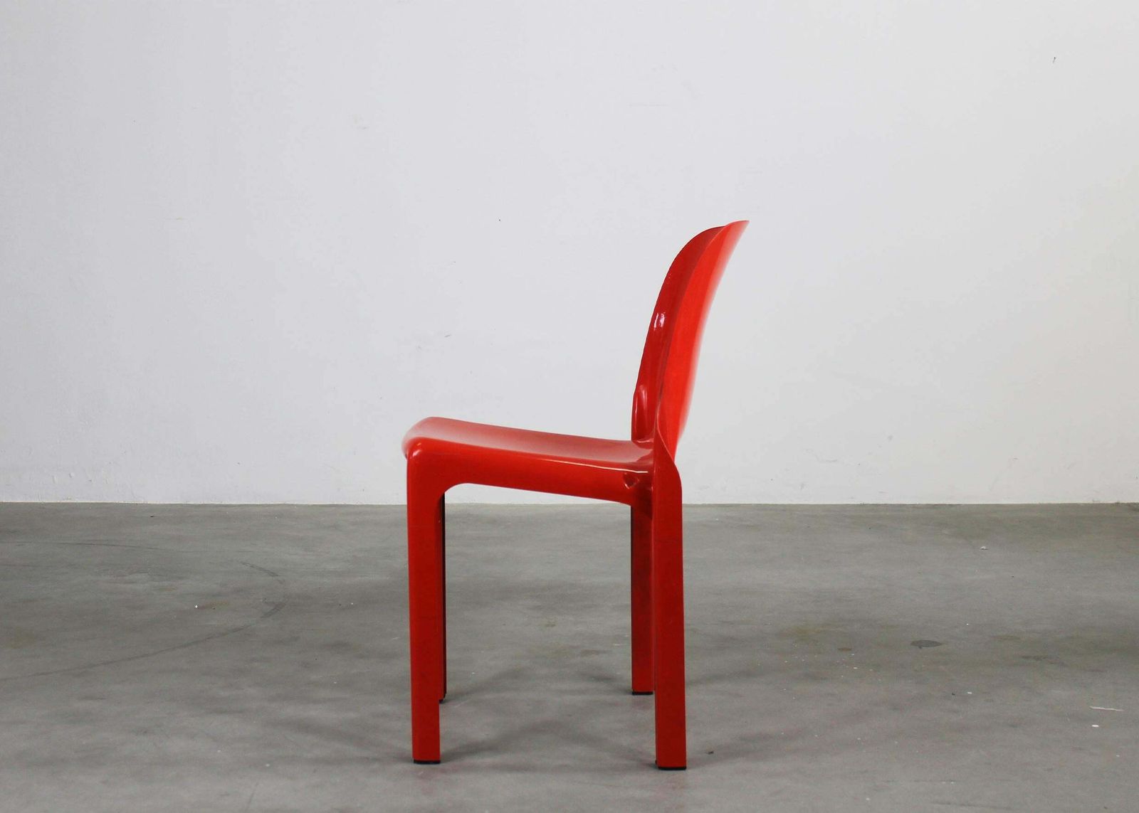 Vico Magistretti Set Of Two Red Selene Chairs By Artemide 1970s photo vintage