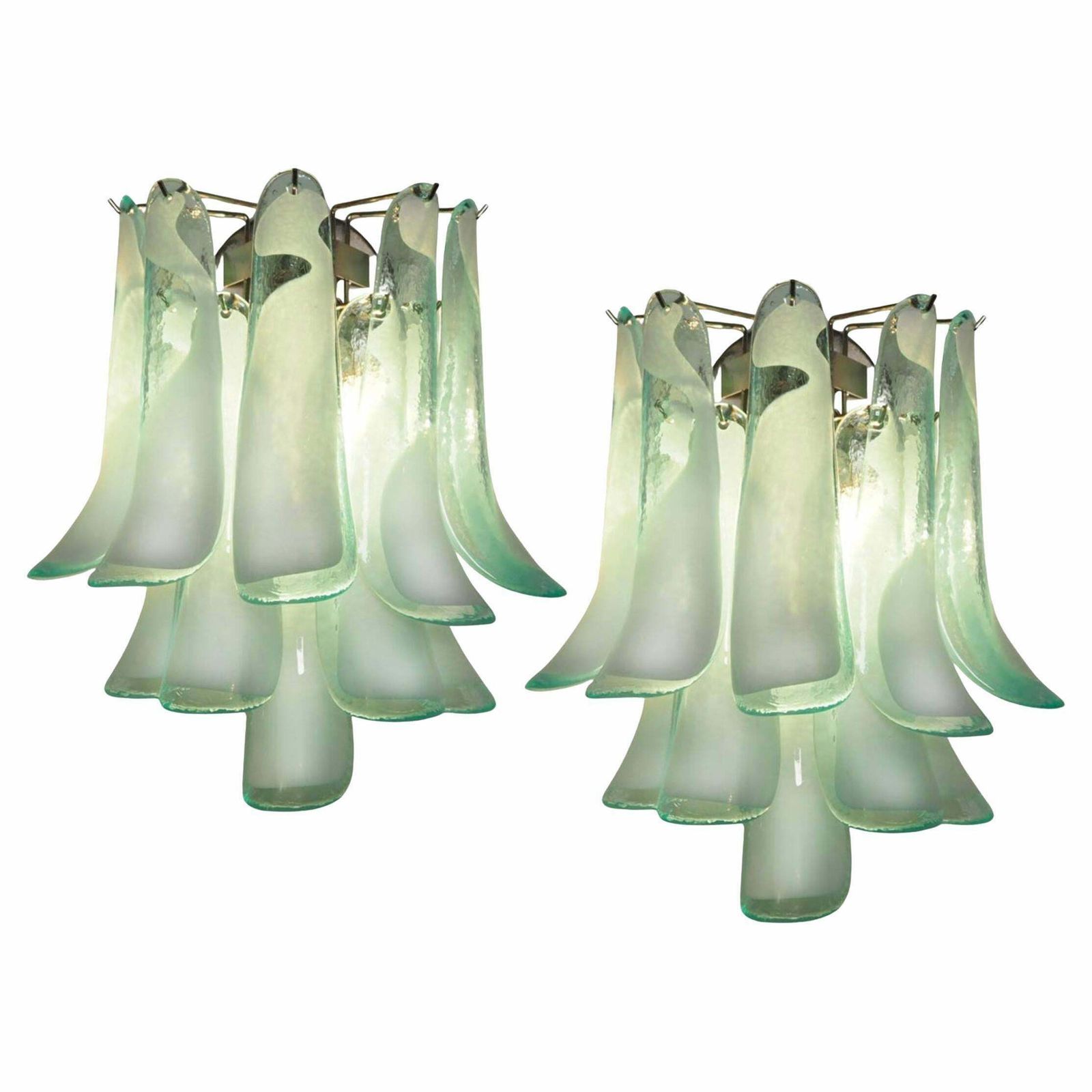 Pair Of Italian Petal Murano Sconces