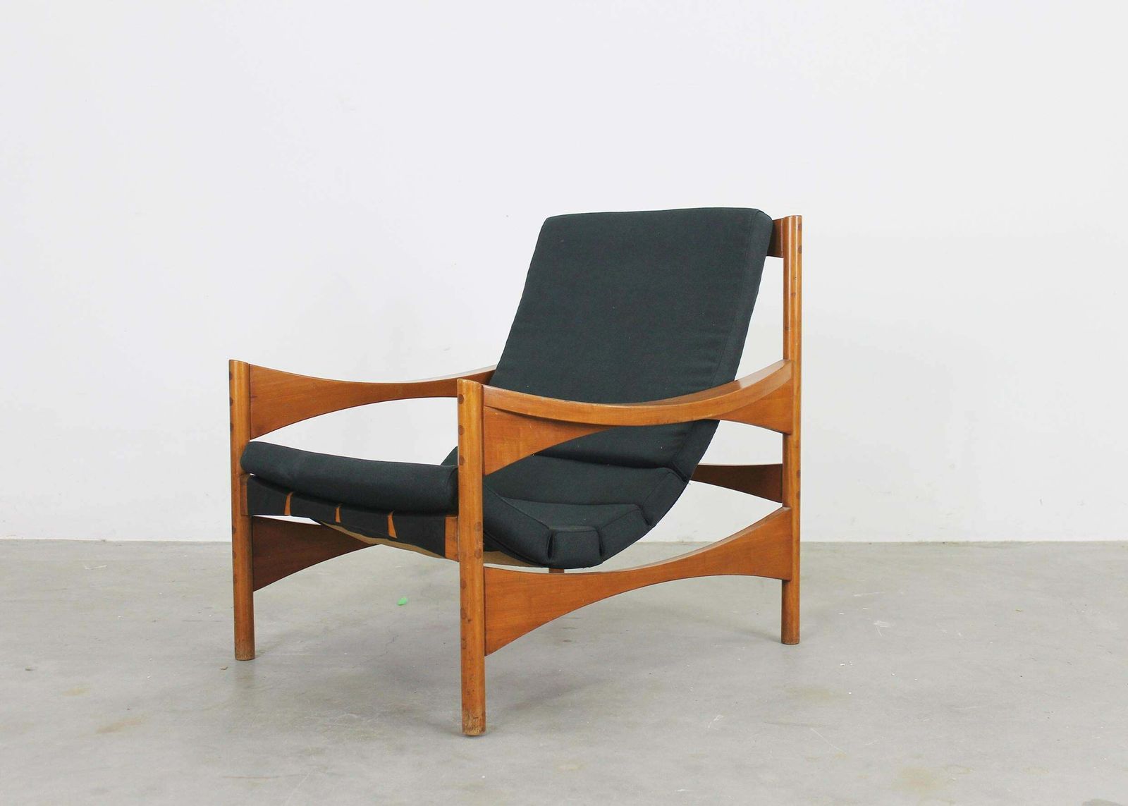 Franco Bettonica P 40 Armchair In Walnut And Fabric By Poltronova 1960s photo furniture