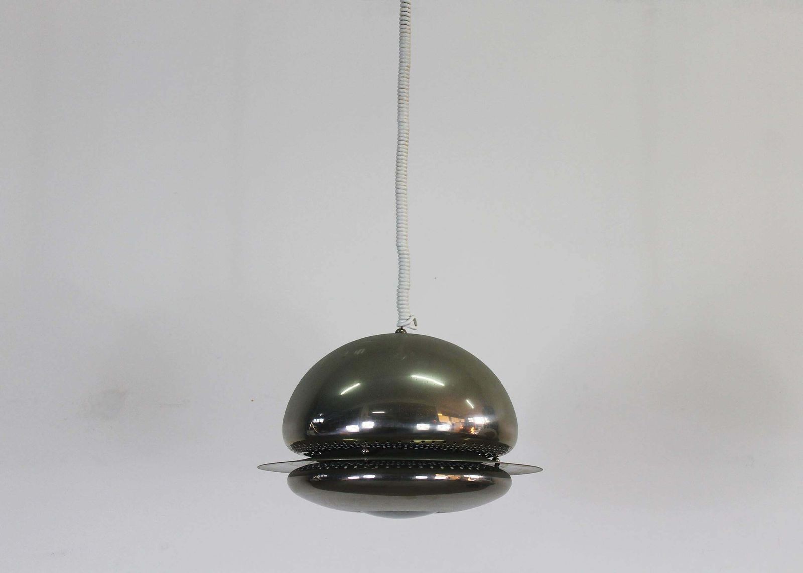 Tobia Scarpa Nictea Pendant Lamp In Nickel Plated Brass By Flos 1960s photo for sale