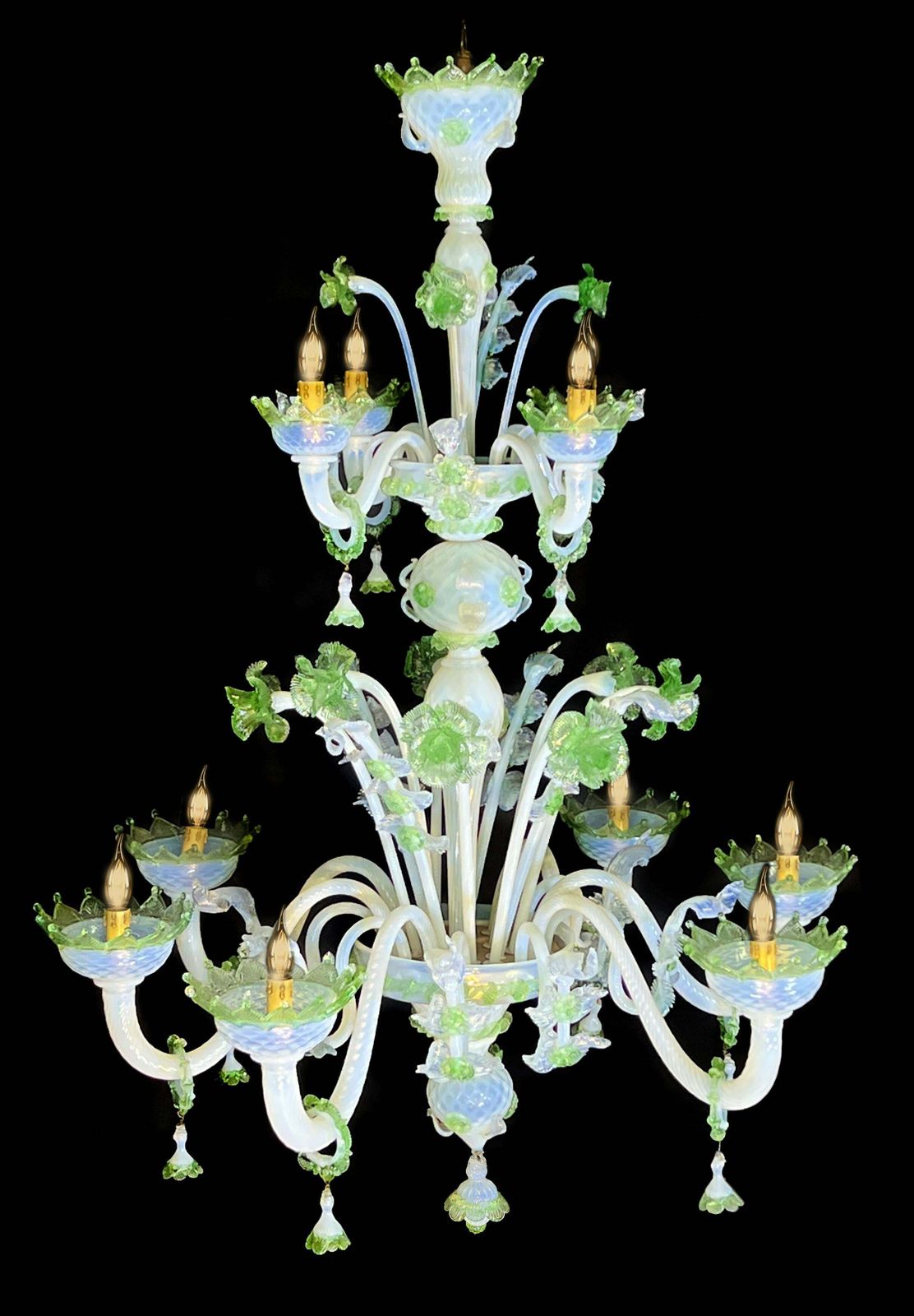 Majestic Light Blue And Green Venetian Chandelier, Murano, 1950s photo furniture