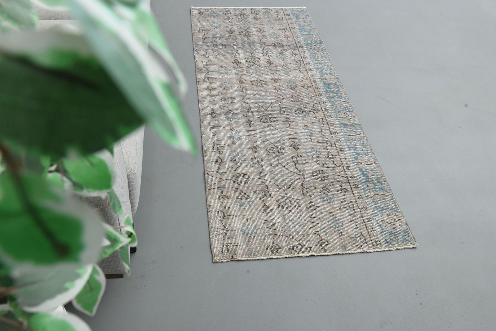77x191 Cm Handmade Turkish Vintage Entryway Runner, Bath Mat, Wool Oushak Rug, Hallway Decor Rugs, Handwoven