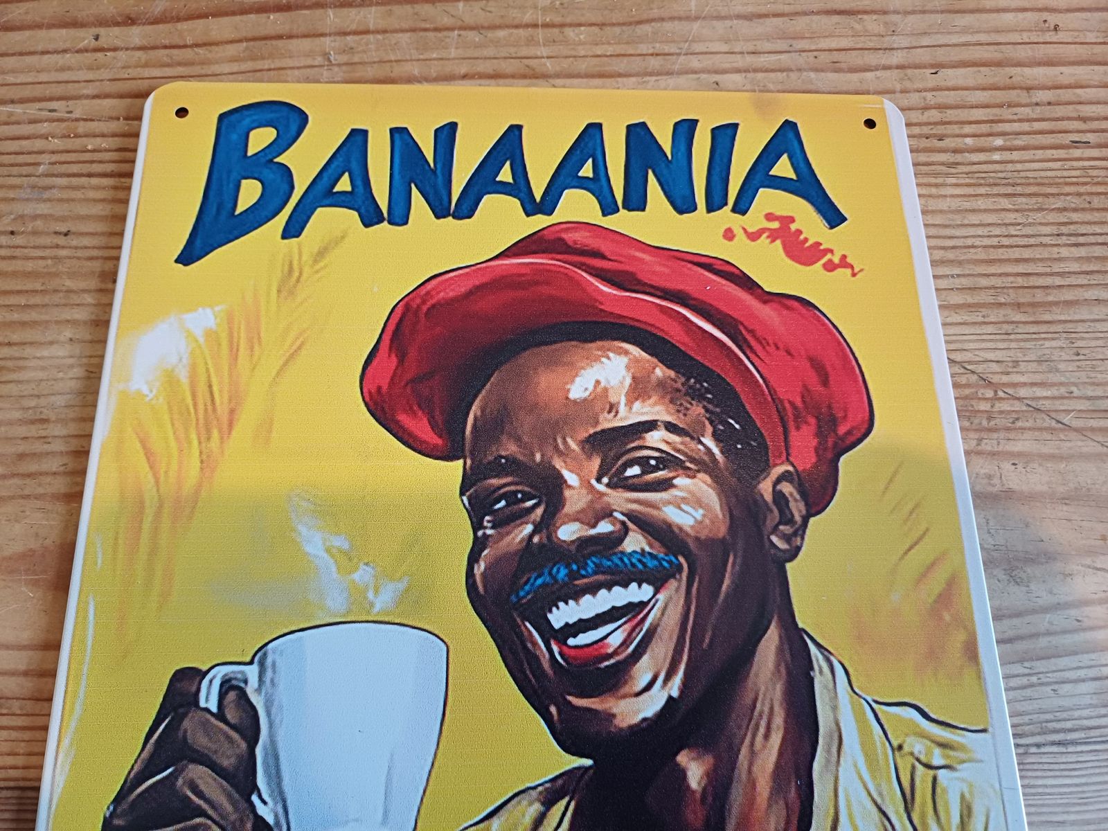 Banania Pub Tole Plate, 1980s, Contemporary photo for sale