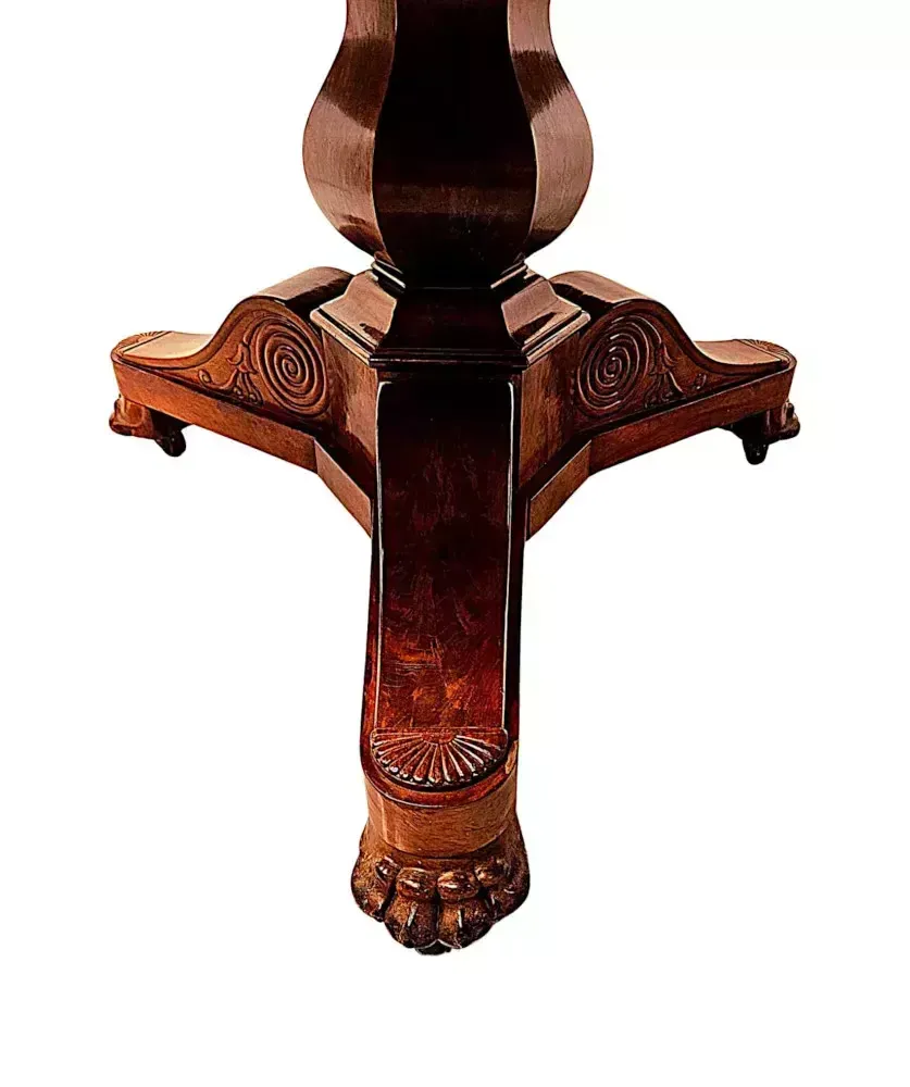 photo furniture A Very Rare Large 19th Century Flame Mahogany Leather Top Drum Centre Table