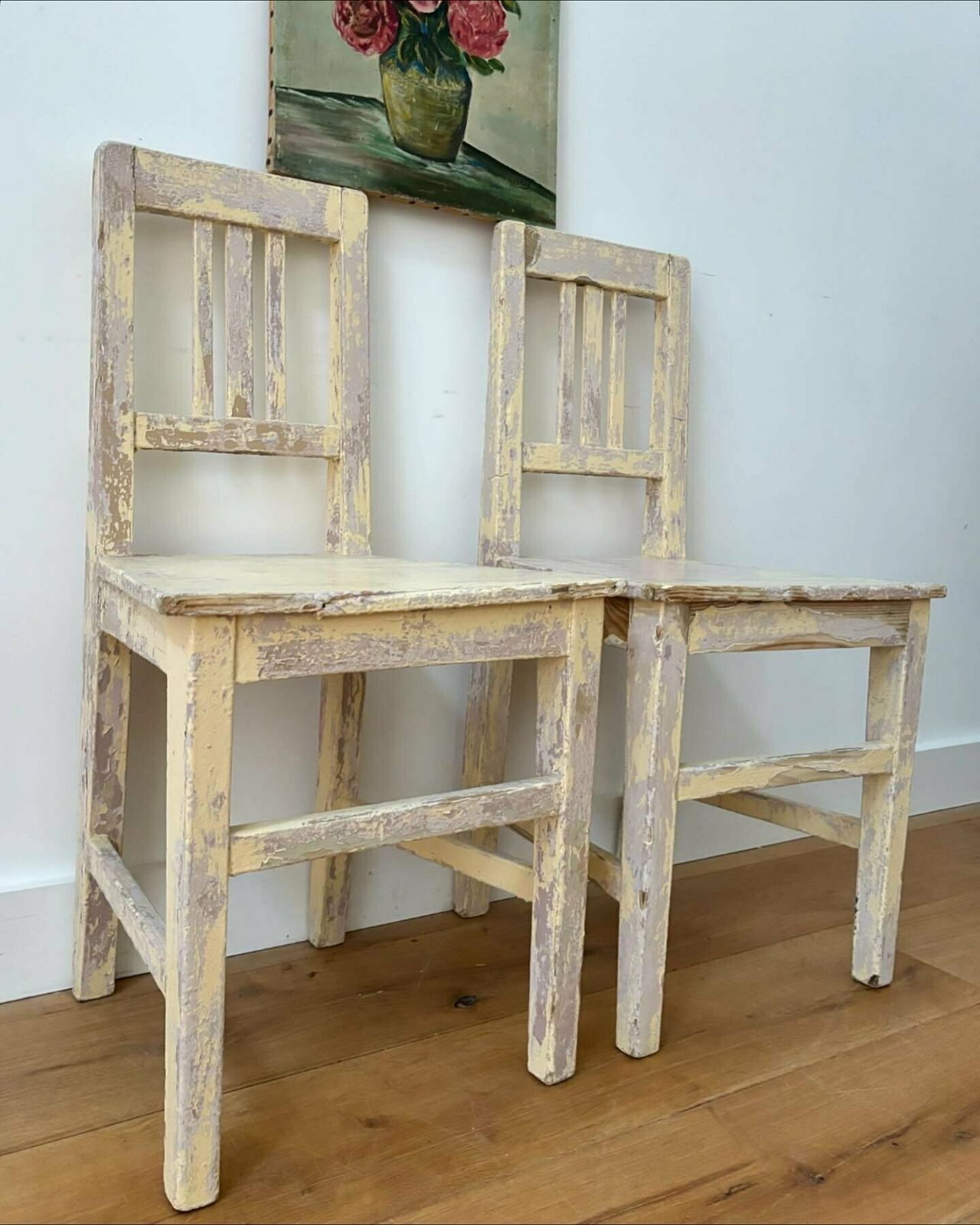 A Pair Of French Painted Chairs photo for sale