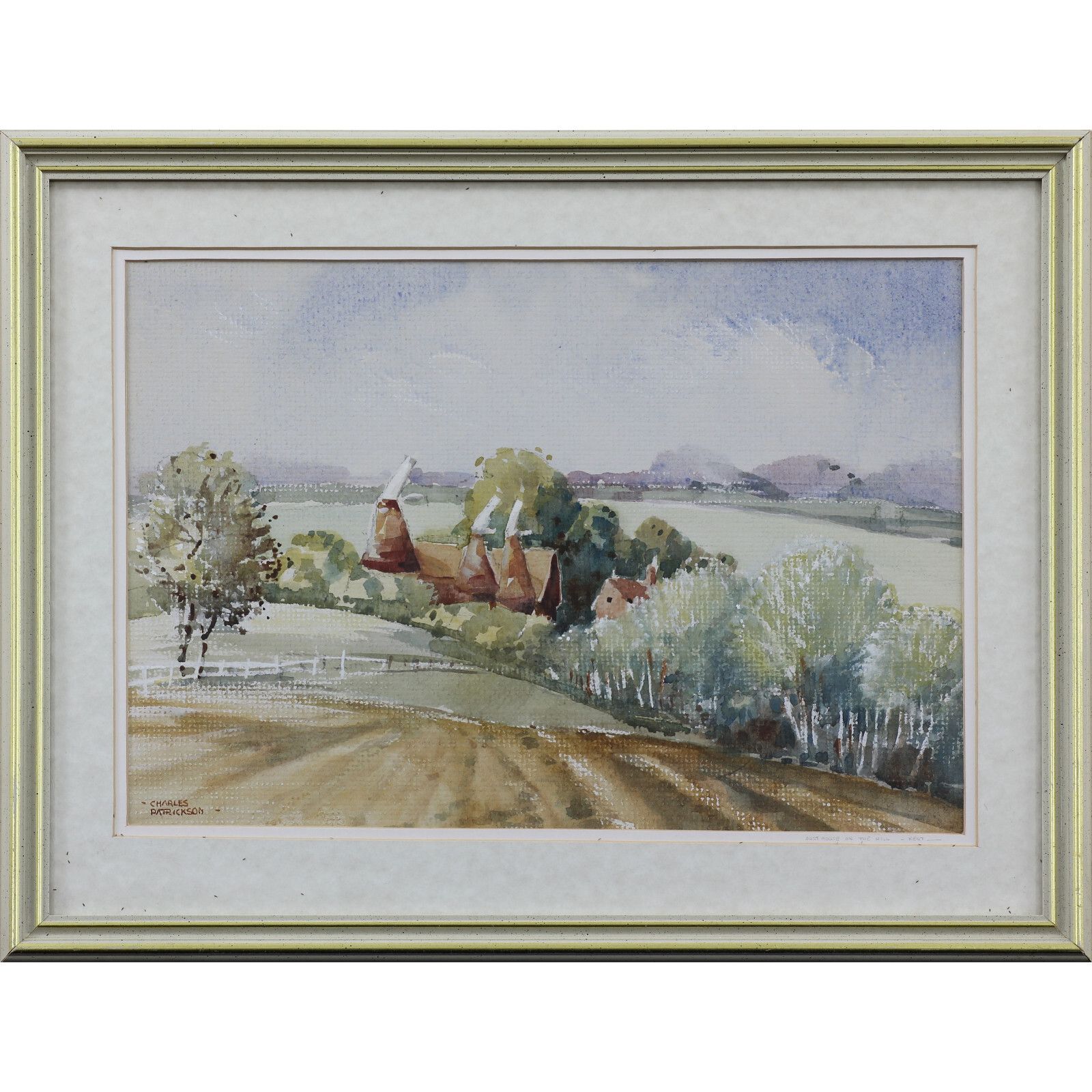 Watercolour By Charles Patrickson. Title Is "Oast House On The Hill, Kent"