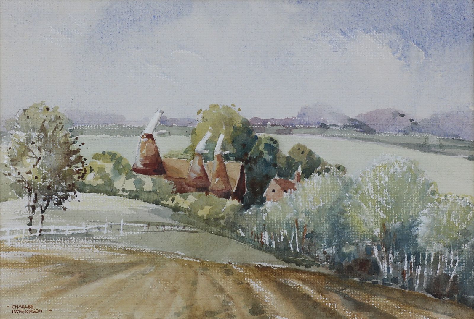 Watercolour By Charles Patrickson. Title Is "Oast House On The Hill, Kent" photo furniture