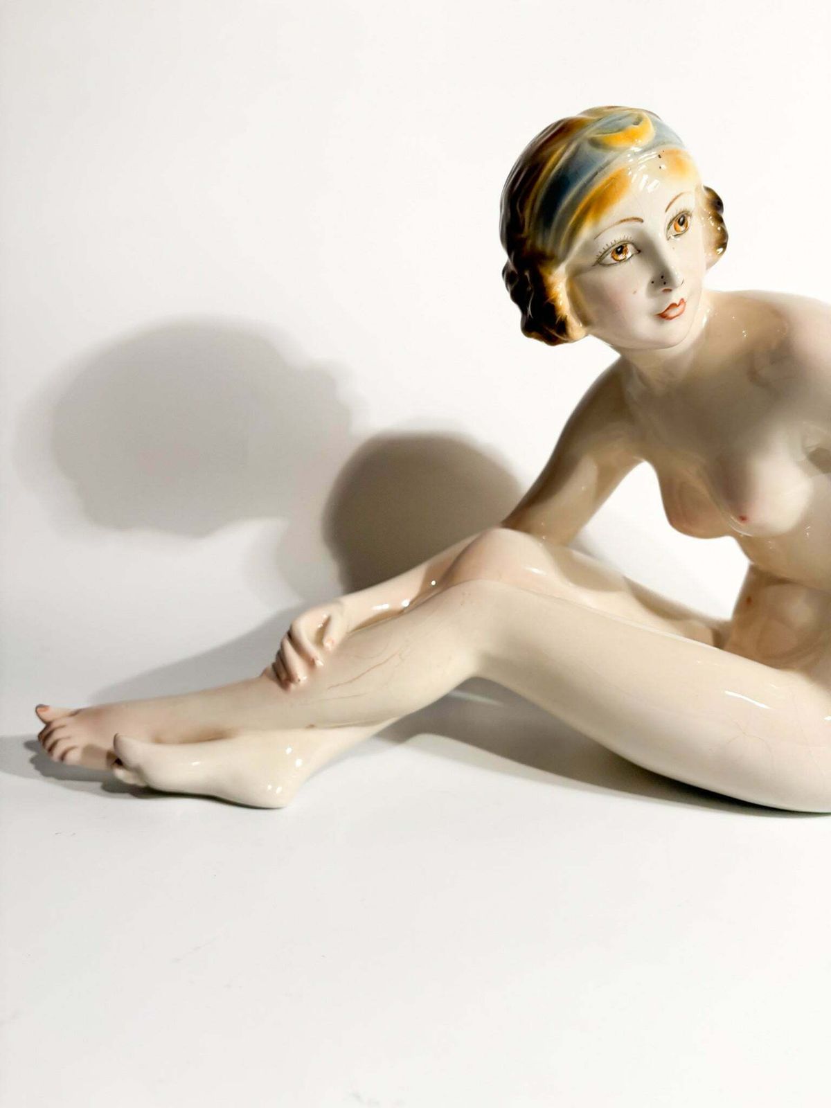 Art Deco Sculpture Of Female Nude In Ceramic 1930s photo for sale