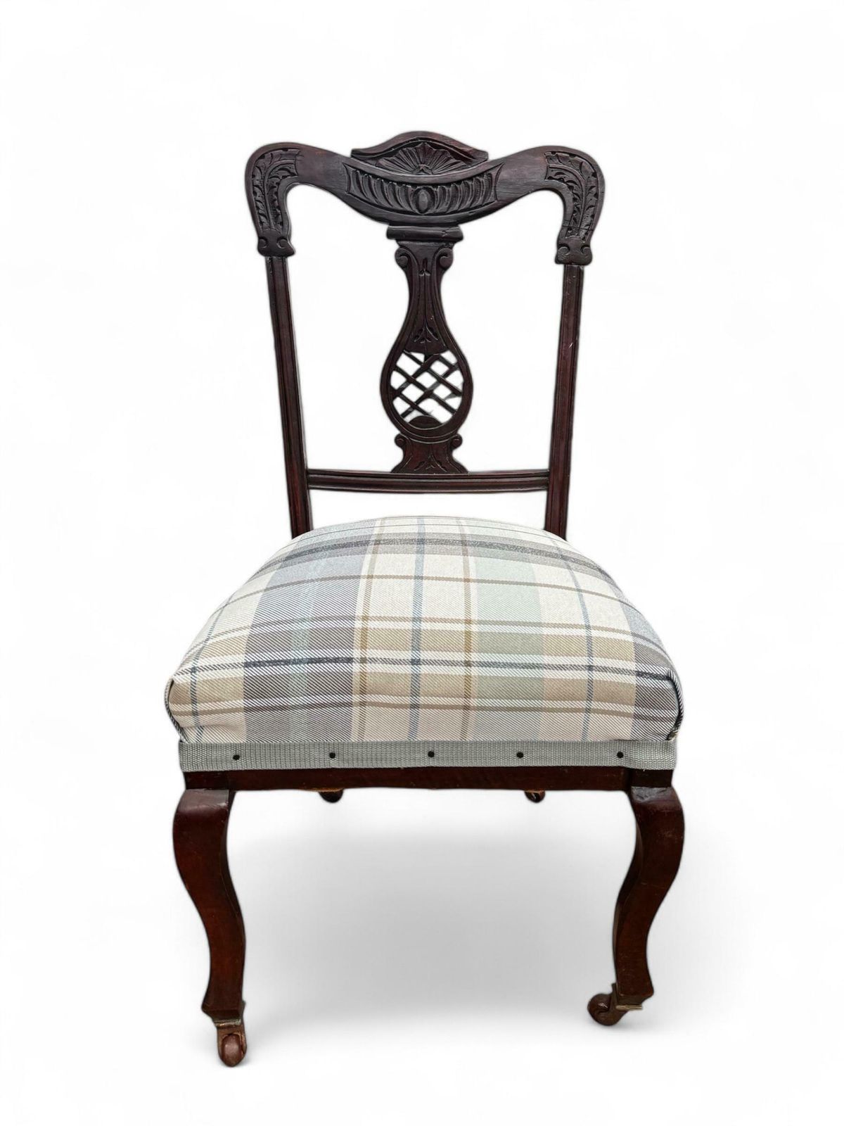 Antique Victorian Bedroom Chairs C1870 / Legs With Castors / New Upholstery / Set Of 2 photo 250.0