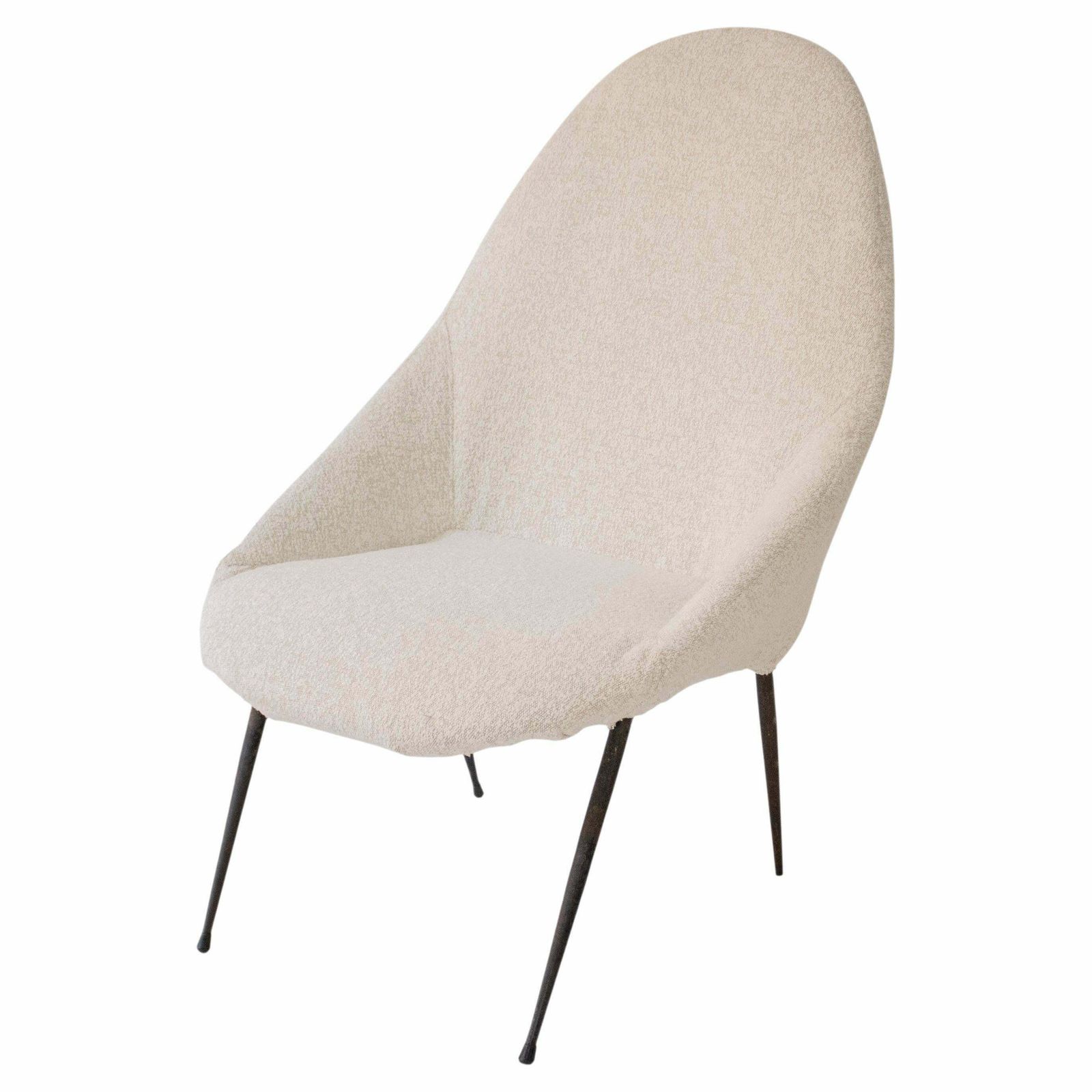 Armless Armchair Upholstered In Chenille. Italy, 1950.