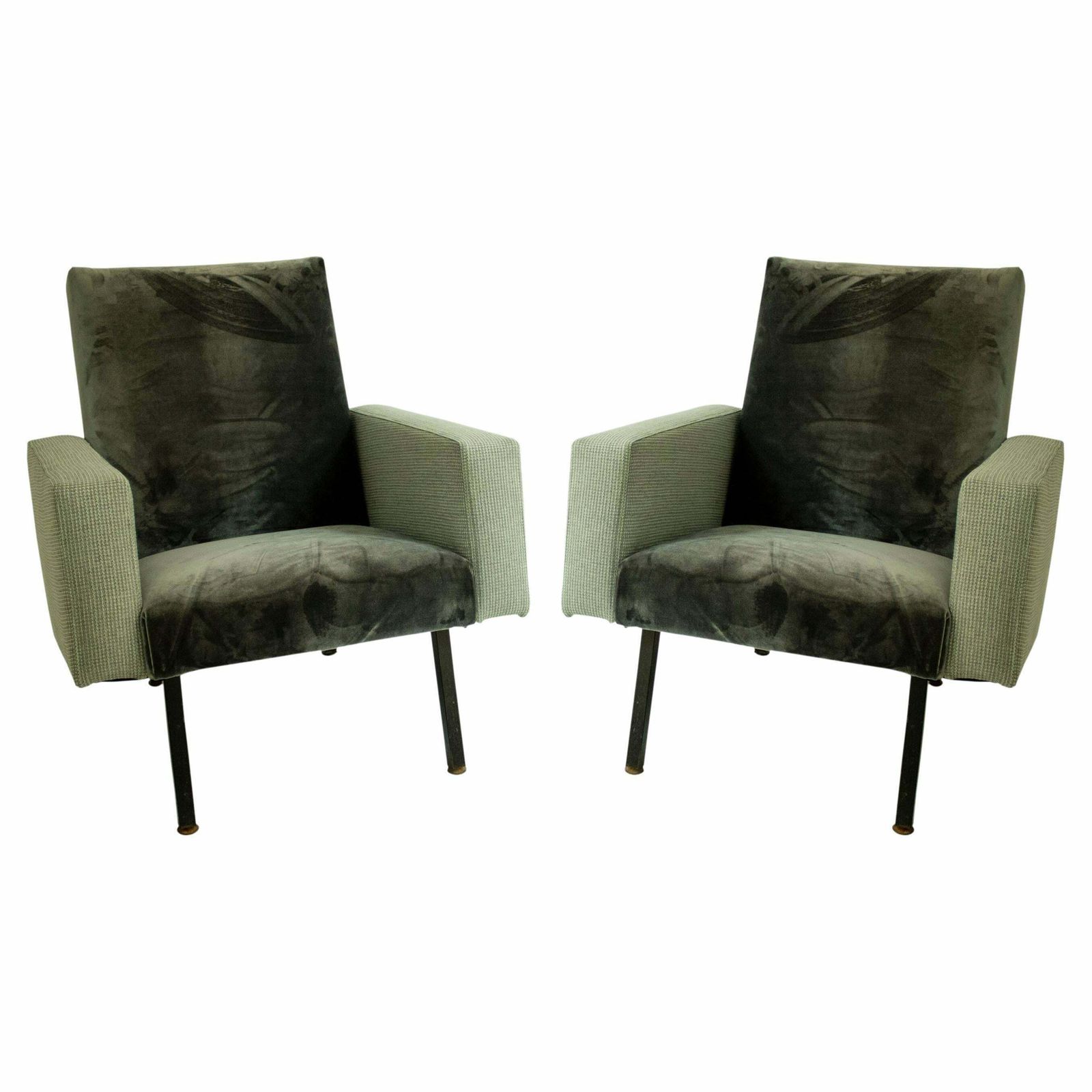 Pair Of Velvet Armchairs. Italy, 1950.