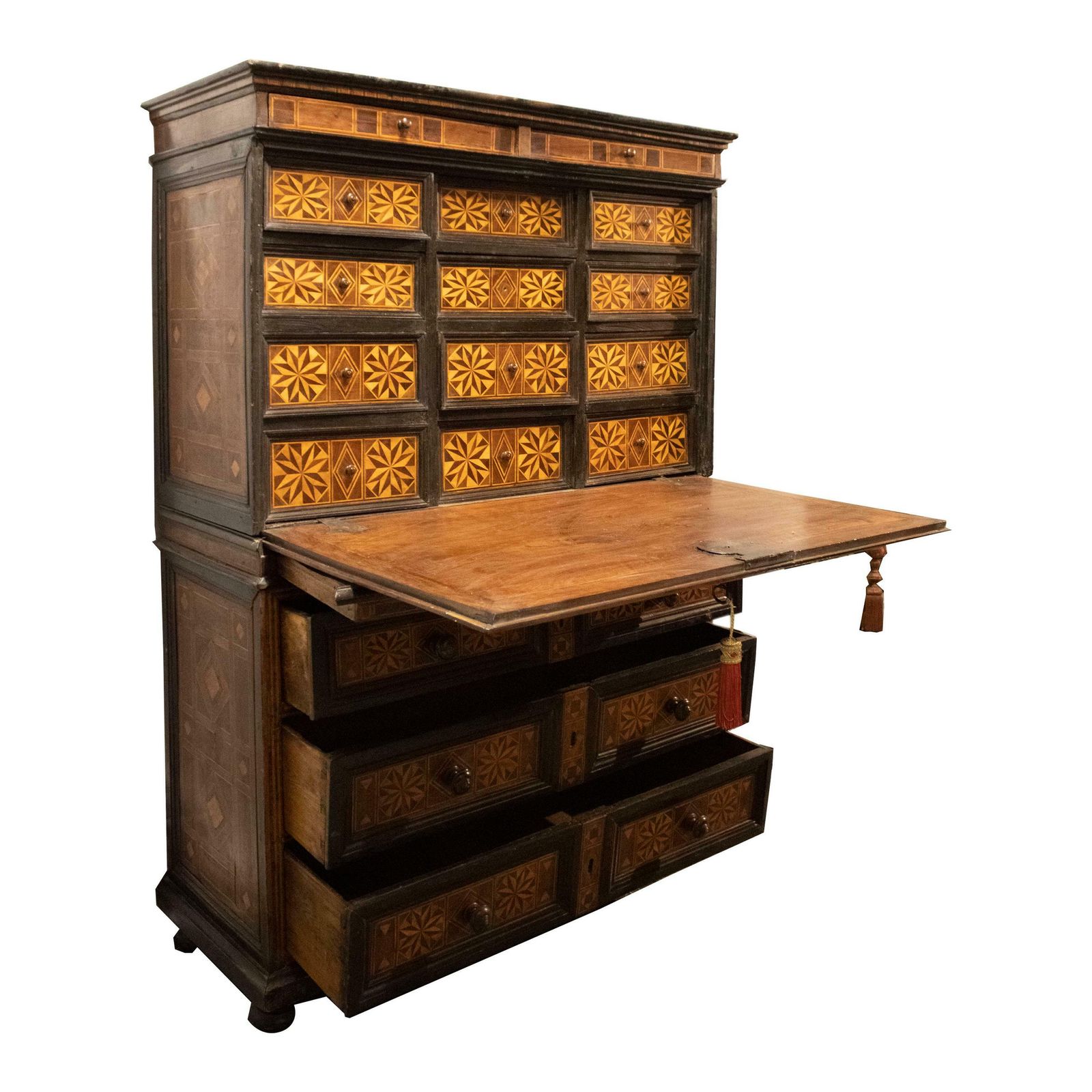 Charles IV Secretaire With Drawers With Inlaid Work. Spain, 18th Century. photo vintage